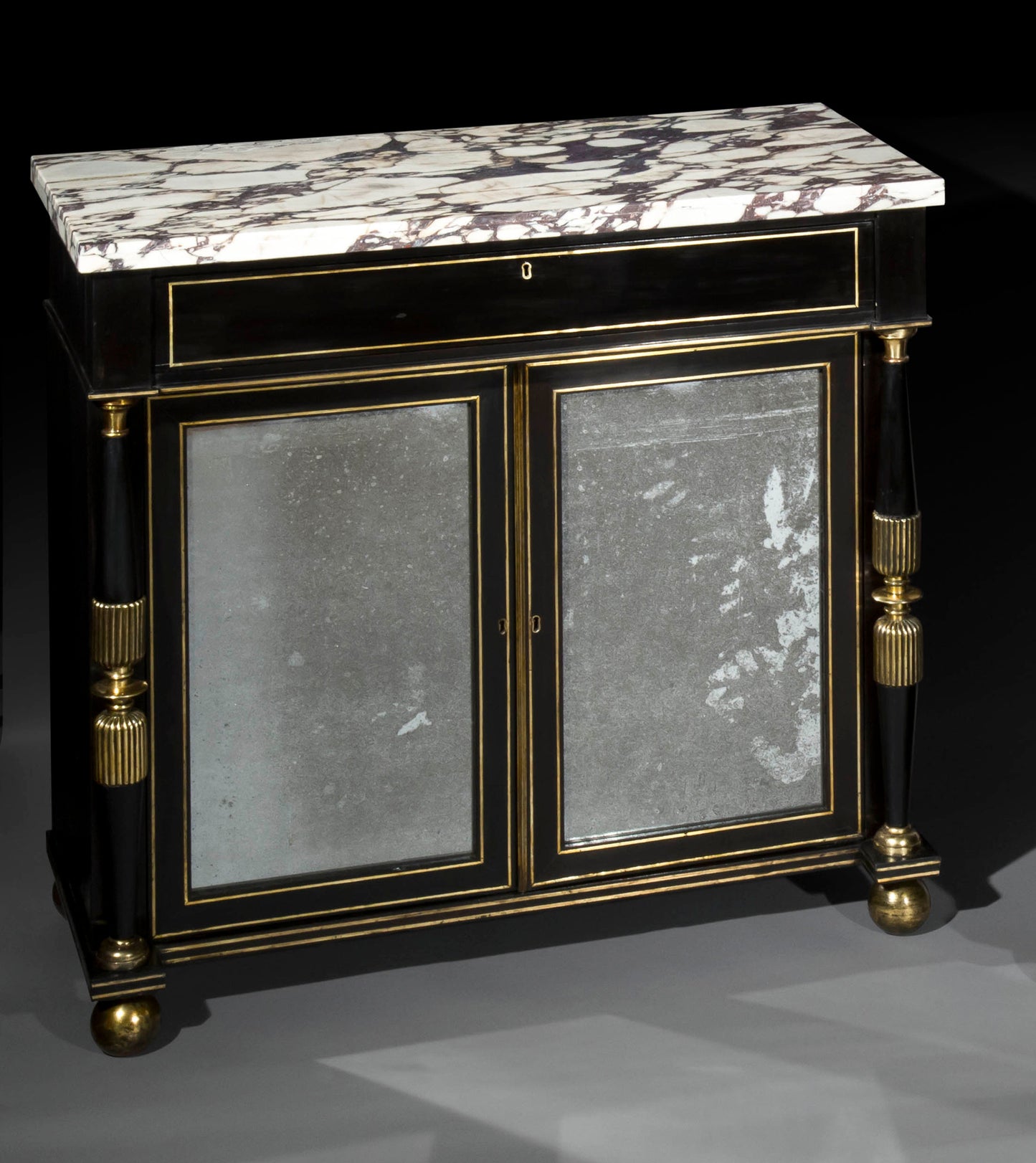 Regency Ebonised Brass-Inlaid Cabinet