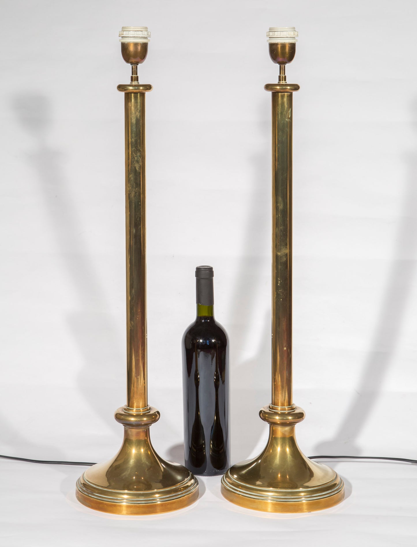 Pair of Midcentury Tall Brass Table Lamps