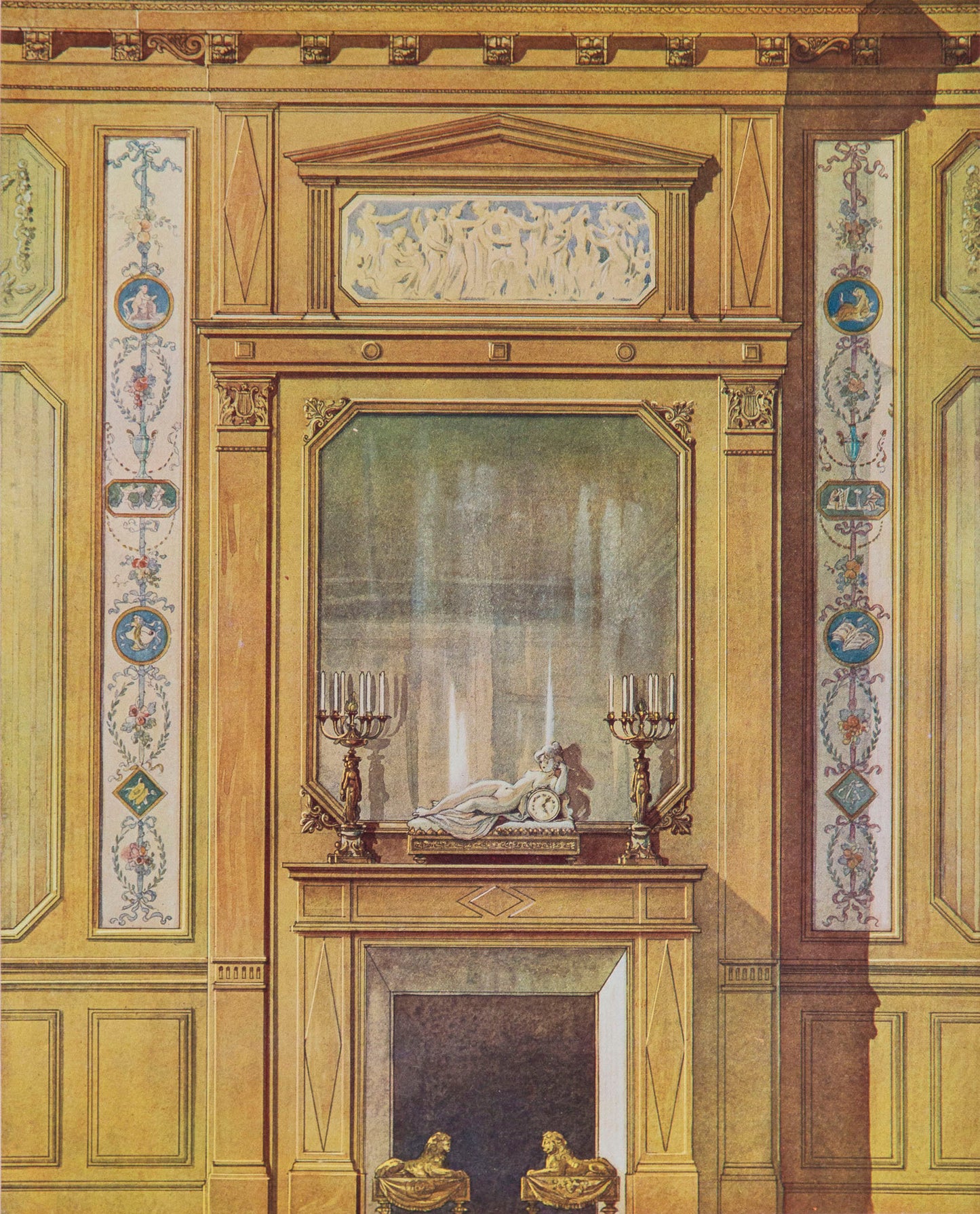 Six Antique French Interior Decor Prints