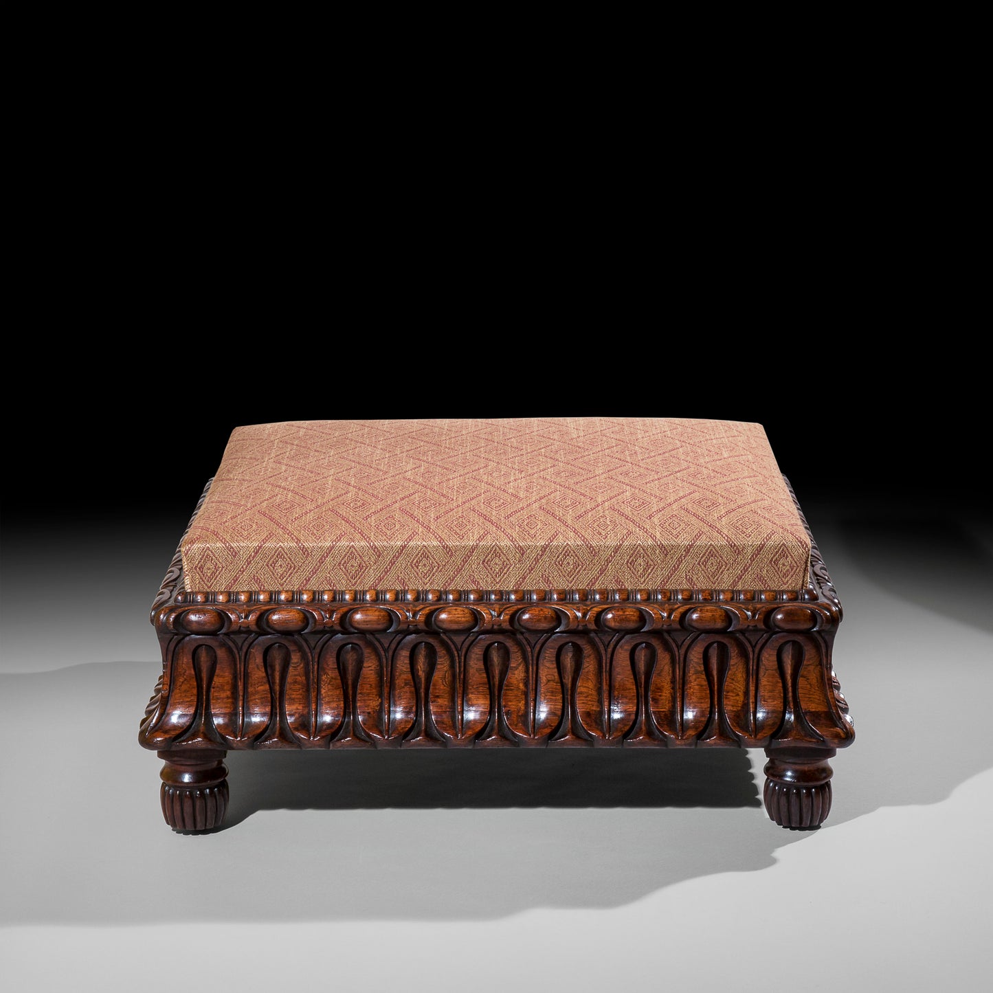Large Regency Carved Rosewood Ottoman Stool