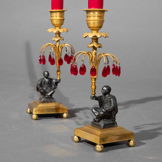 Pair of Early 19th Century Chinoiserie Candlesticks