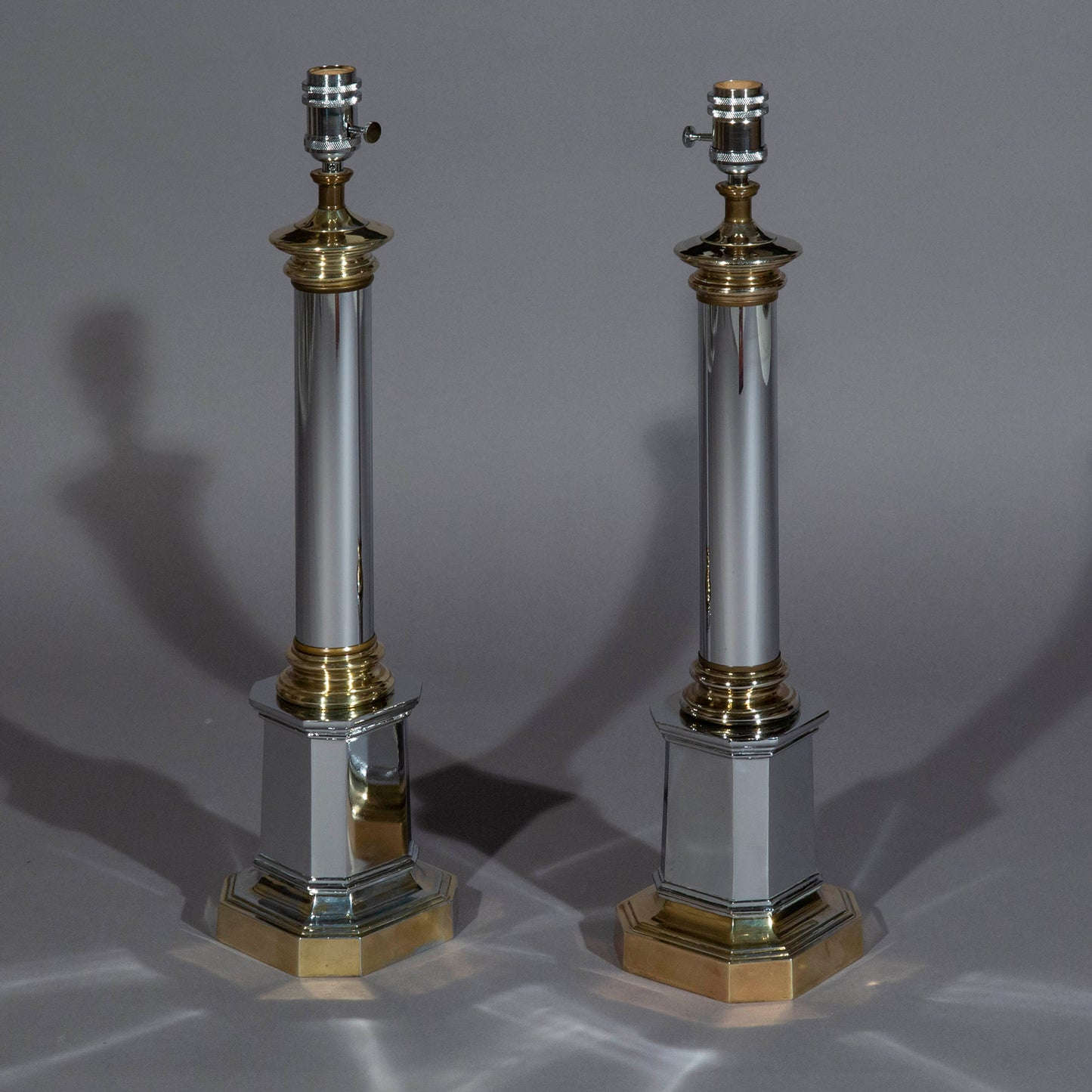 Pair of Polished Metal Table Lamps