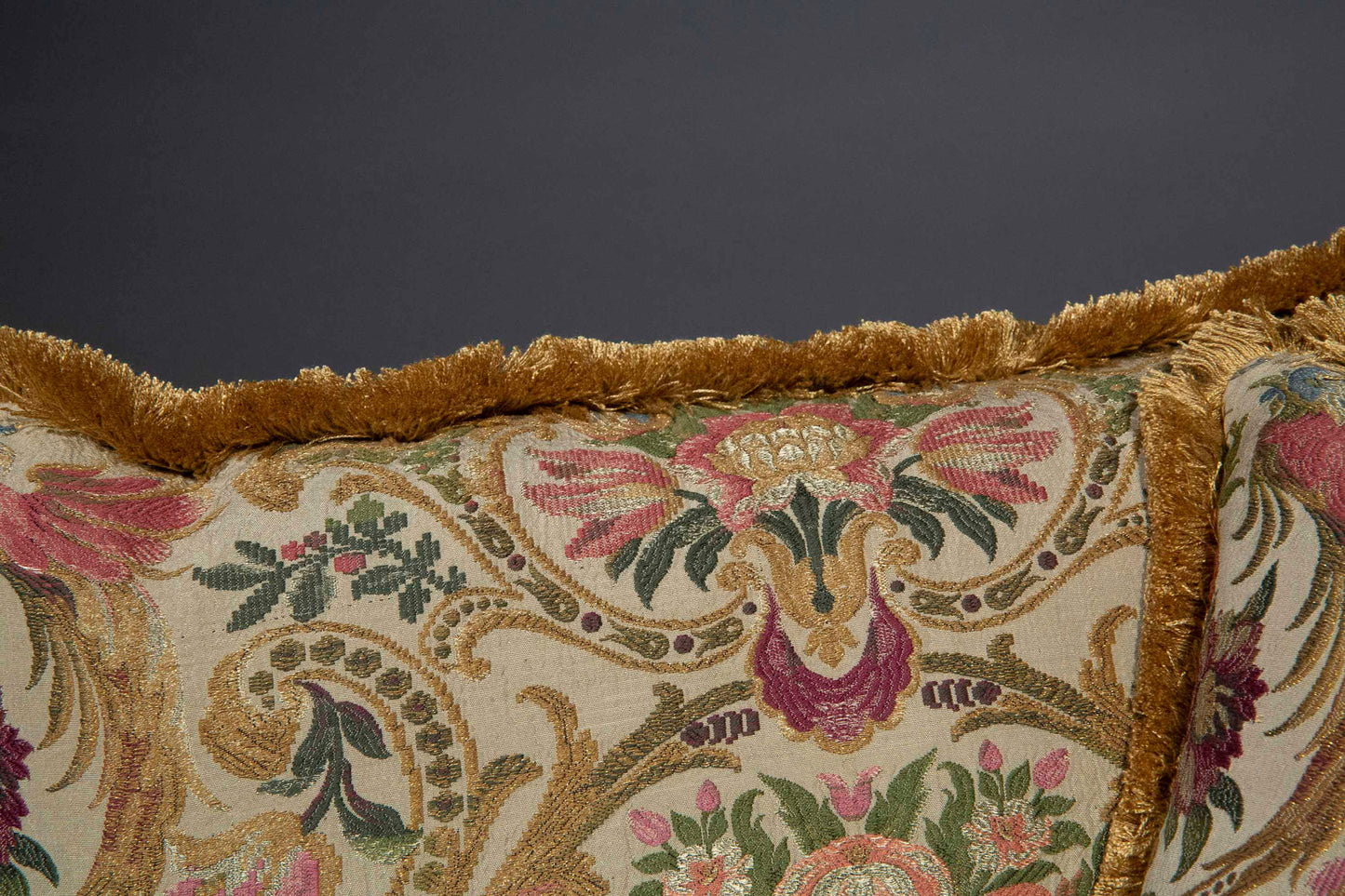 Pair of Antique Silk Brocade Cushions