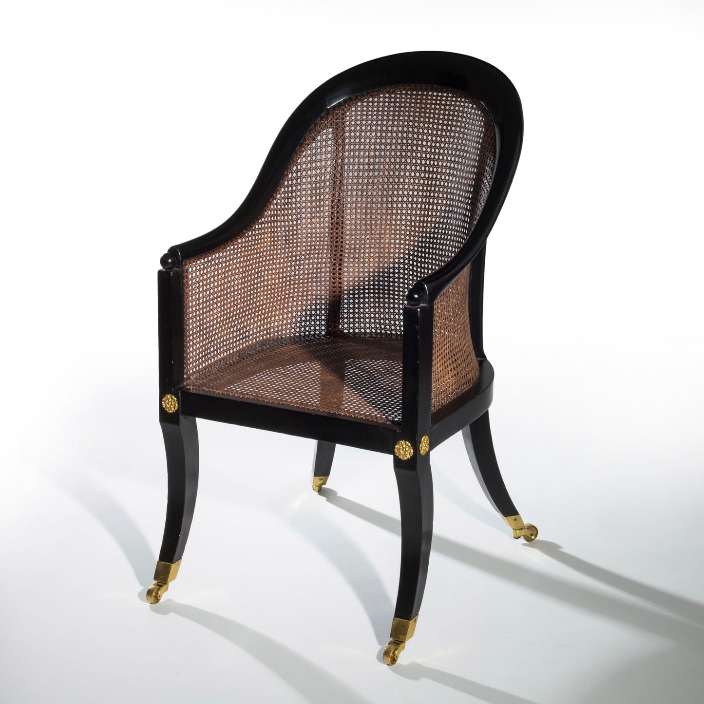 Regency Ebonised Klismos Bergere Armchair, attributed to Gillows