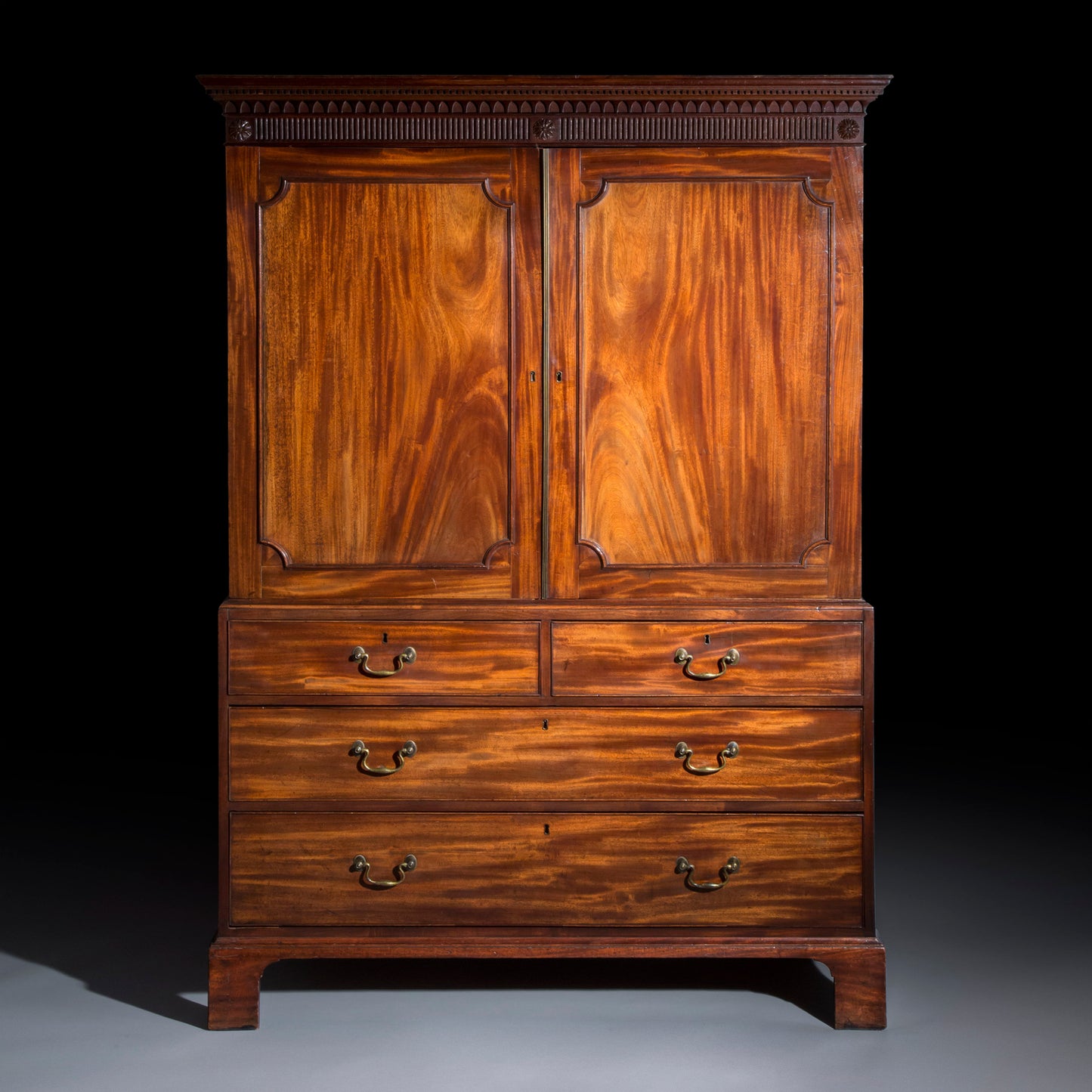 George III Chippendale Mahogany Clothes Press