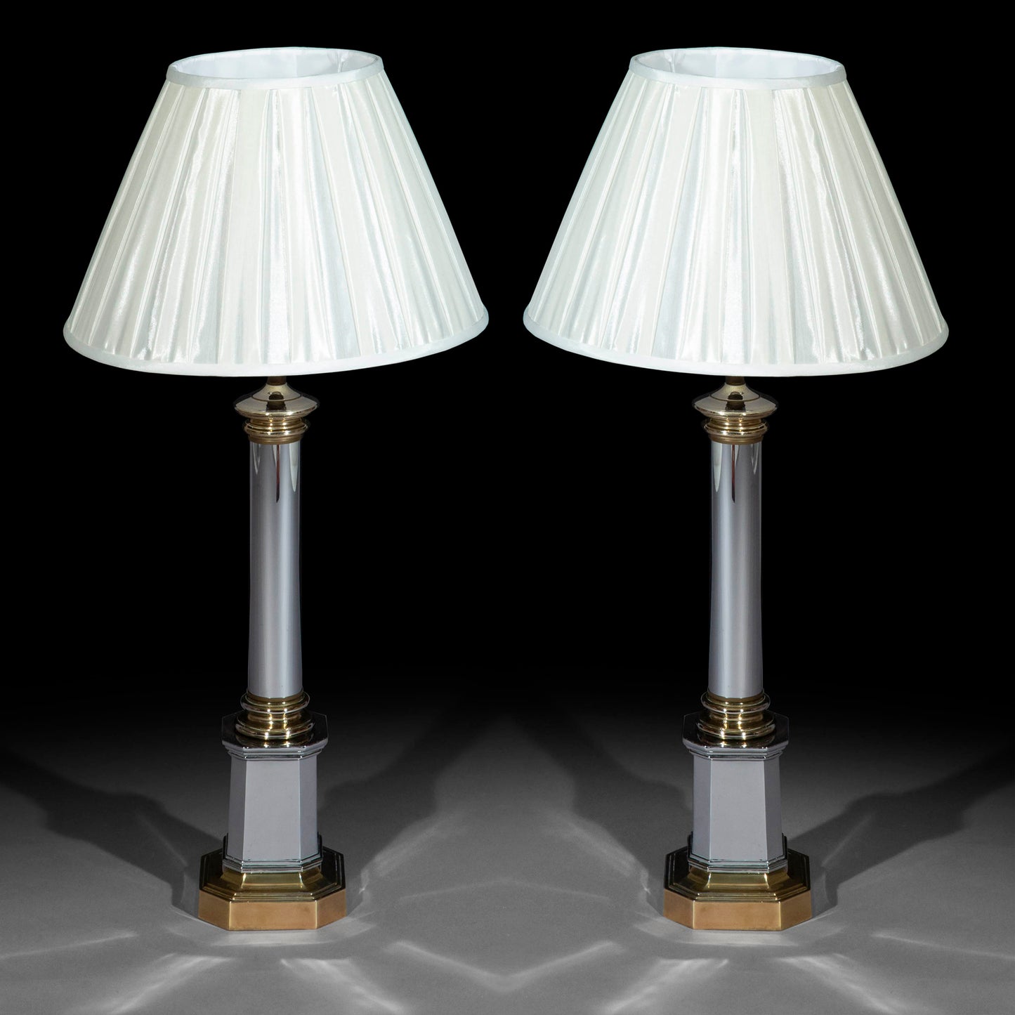 Pair of Polished Metal Table Lamps