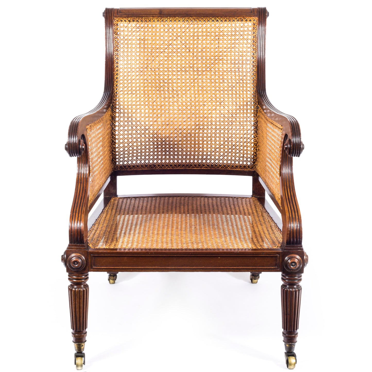 Fine Regency Mahogany Library Bergère Armchair Attributed to Gillows