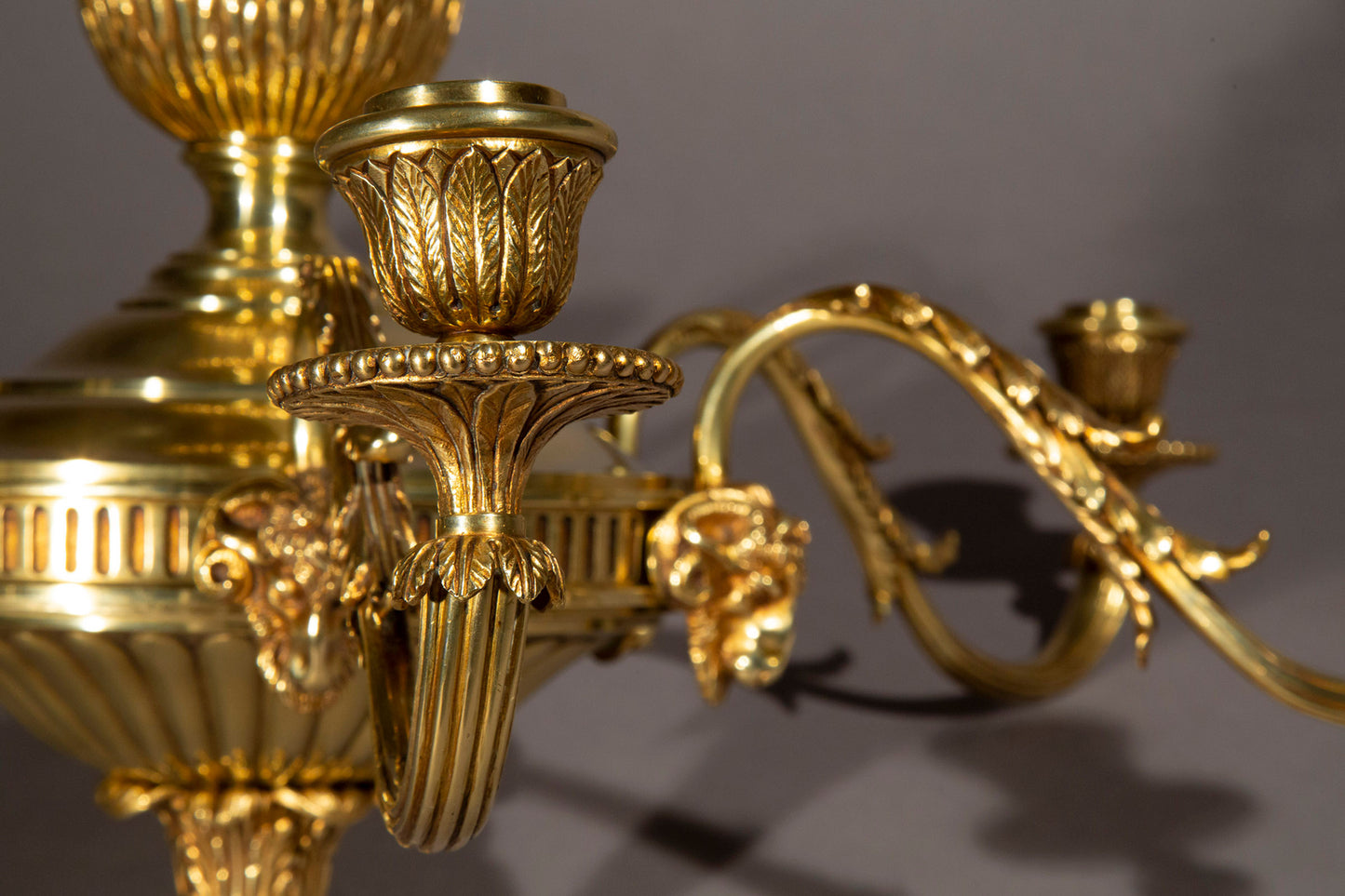 Pair of Robert Adam Style Bronze Chandeliers