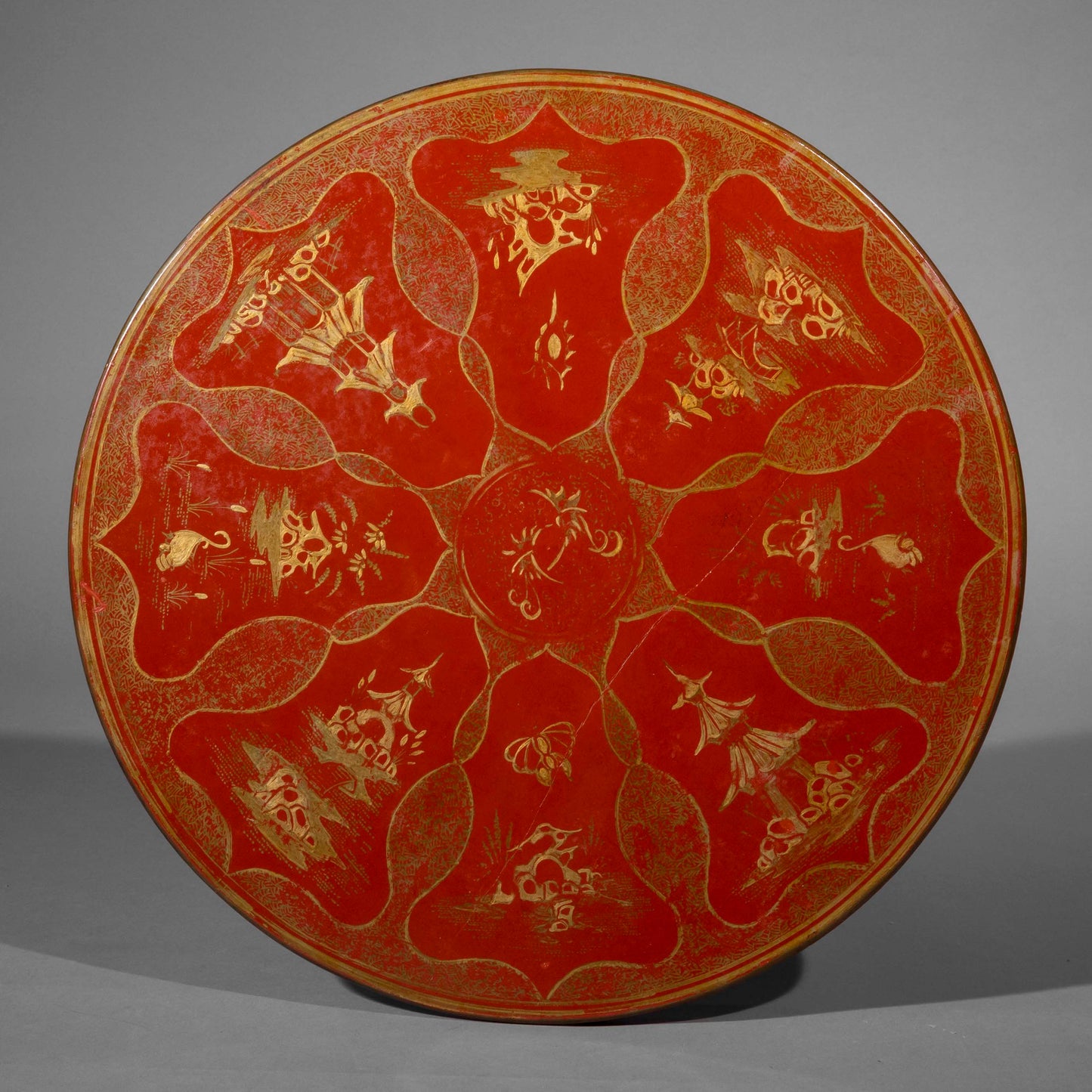 Red Lacquer Chinoiserie Table