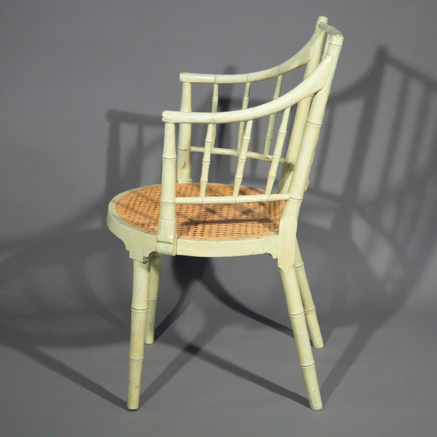 George III Painted Faux Bamboo Armchair
