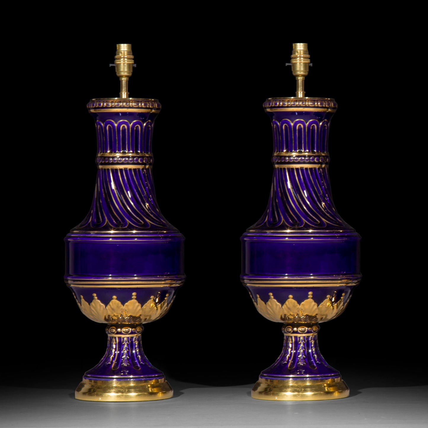 Pair of Antique French Blue Vase Lamps