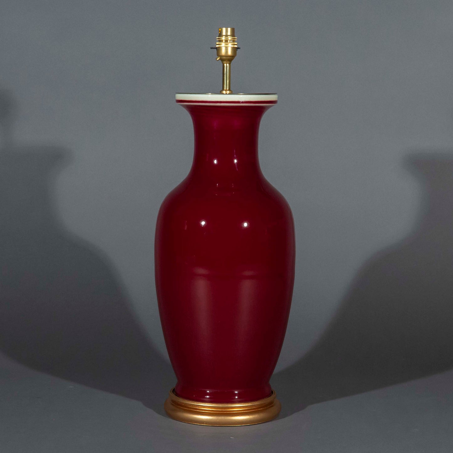 Large Chinese Red Glazed Vase Lamp
