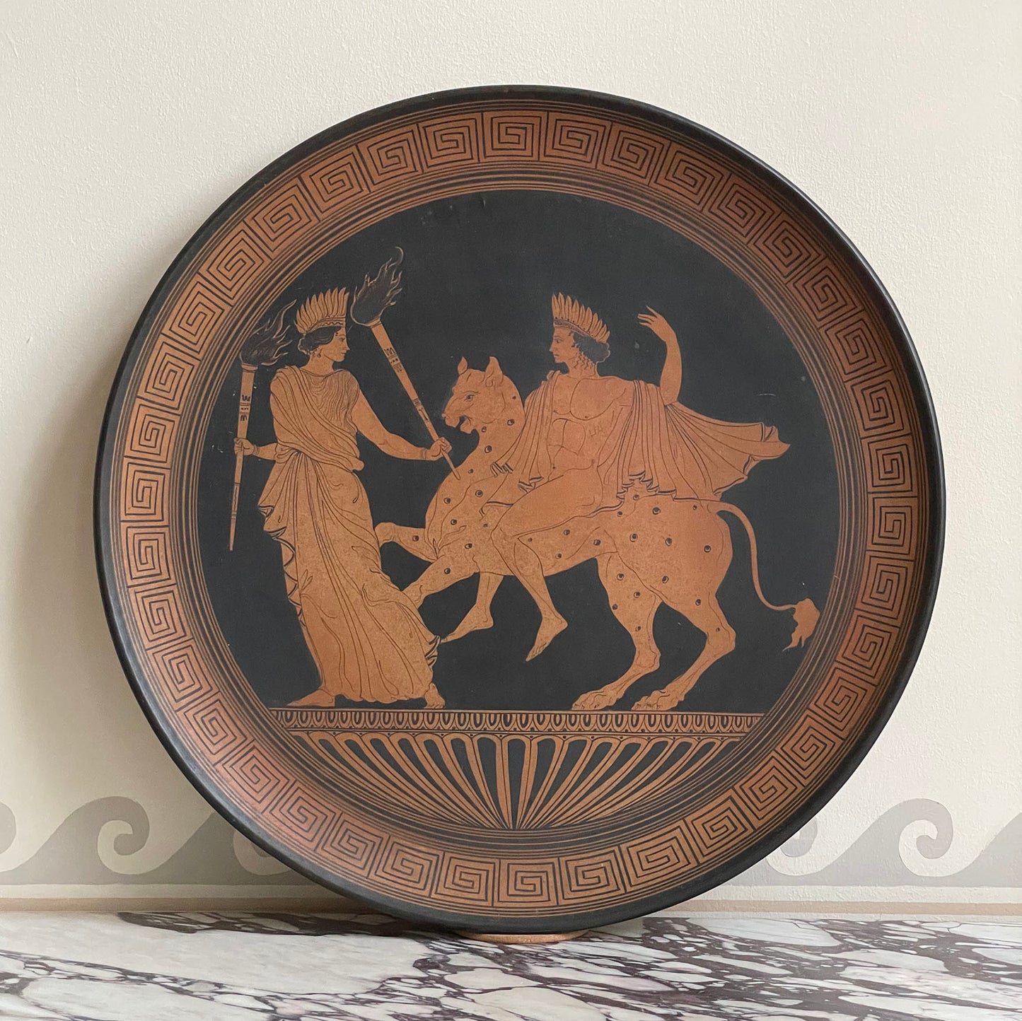 Massive Grand Tour Red Figure Pottery Charger
