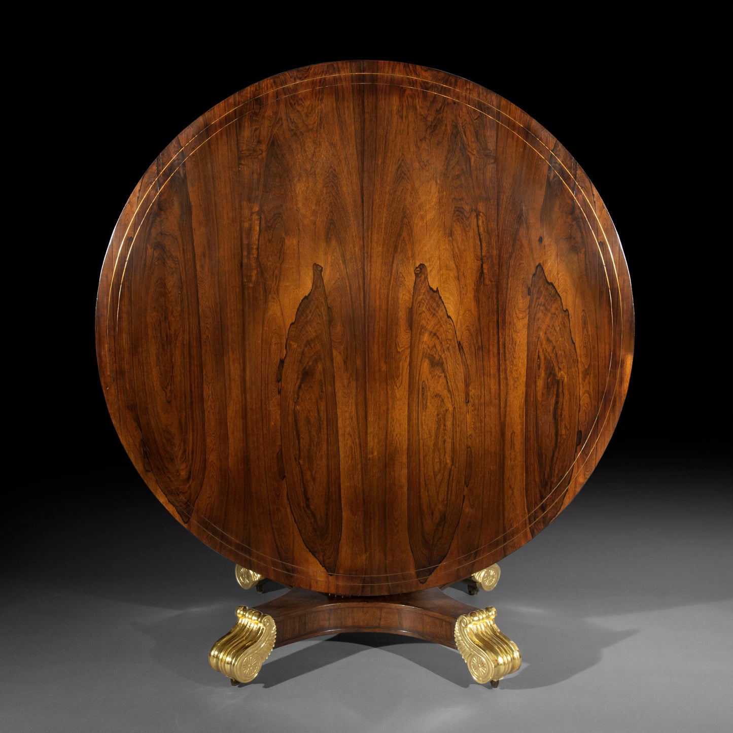 Regency Parcel Gilt and Brass Inlaid Dining Table