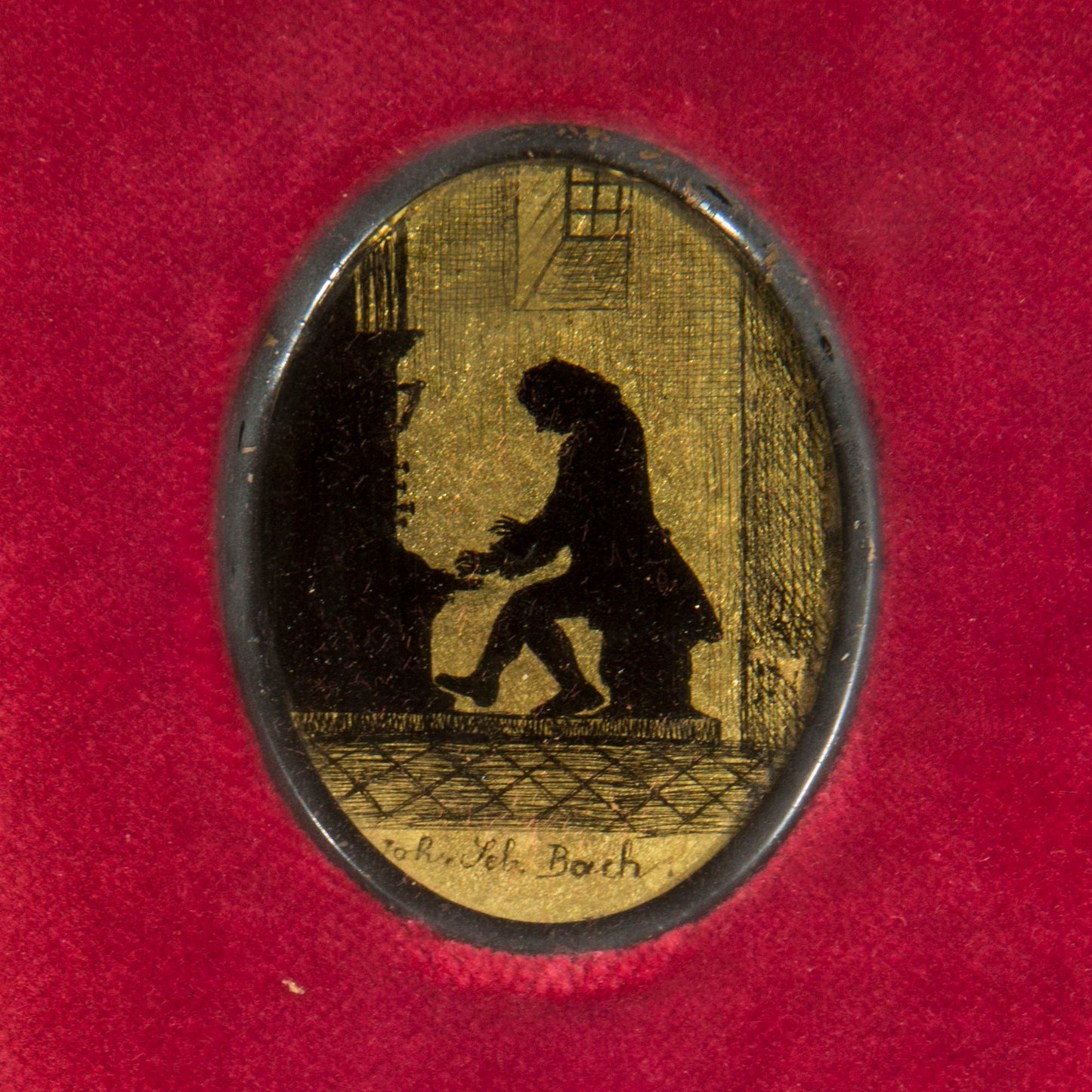 19th Century Verre Églomisé Silhouettes of Classical Composers