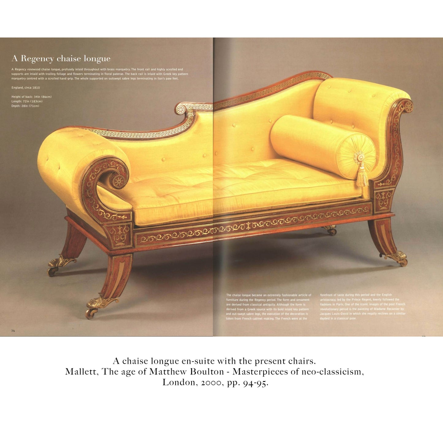 A Pair of Regency Brass Inlaid Klismos Chairs - 4 Pairs Available