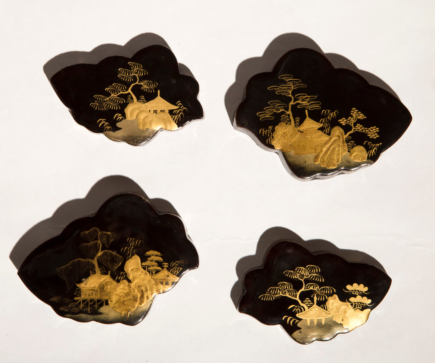 Set of Four Antique Japanese Lacquer Jewellery Boxes