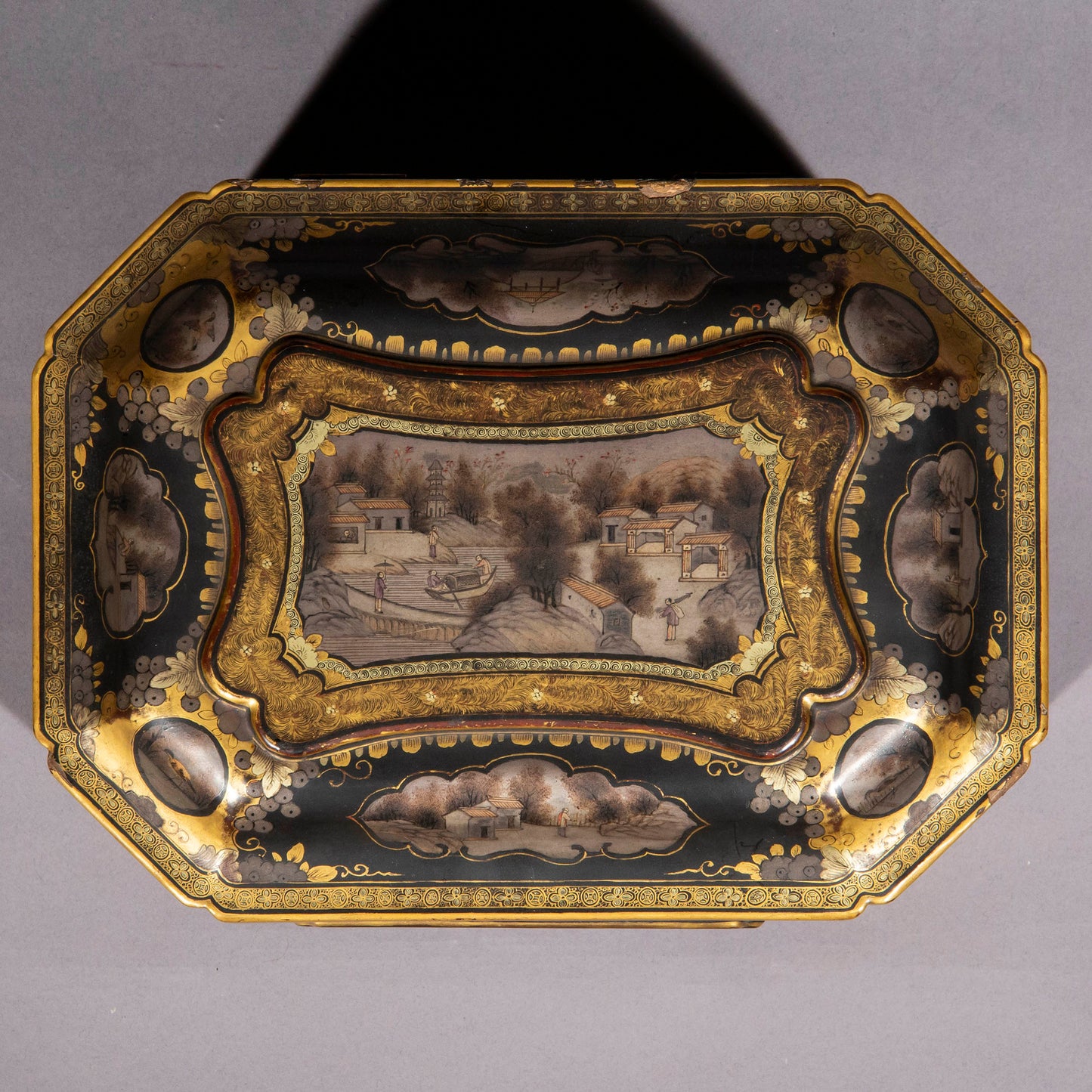 19th Century Chinese Export Lacquer Tea Caddy