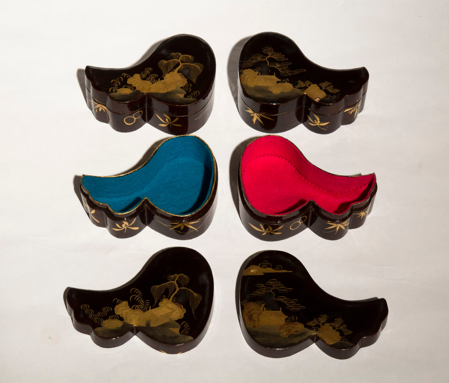 Set of Four Japanese Meiji Lacquer Jewellery Boxes