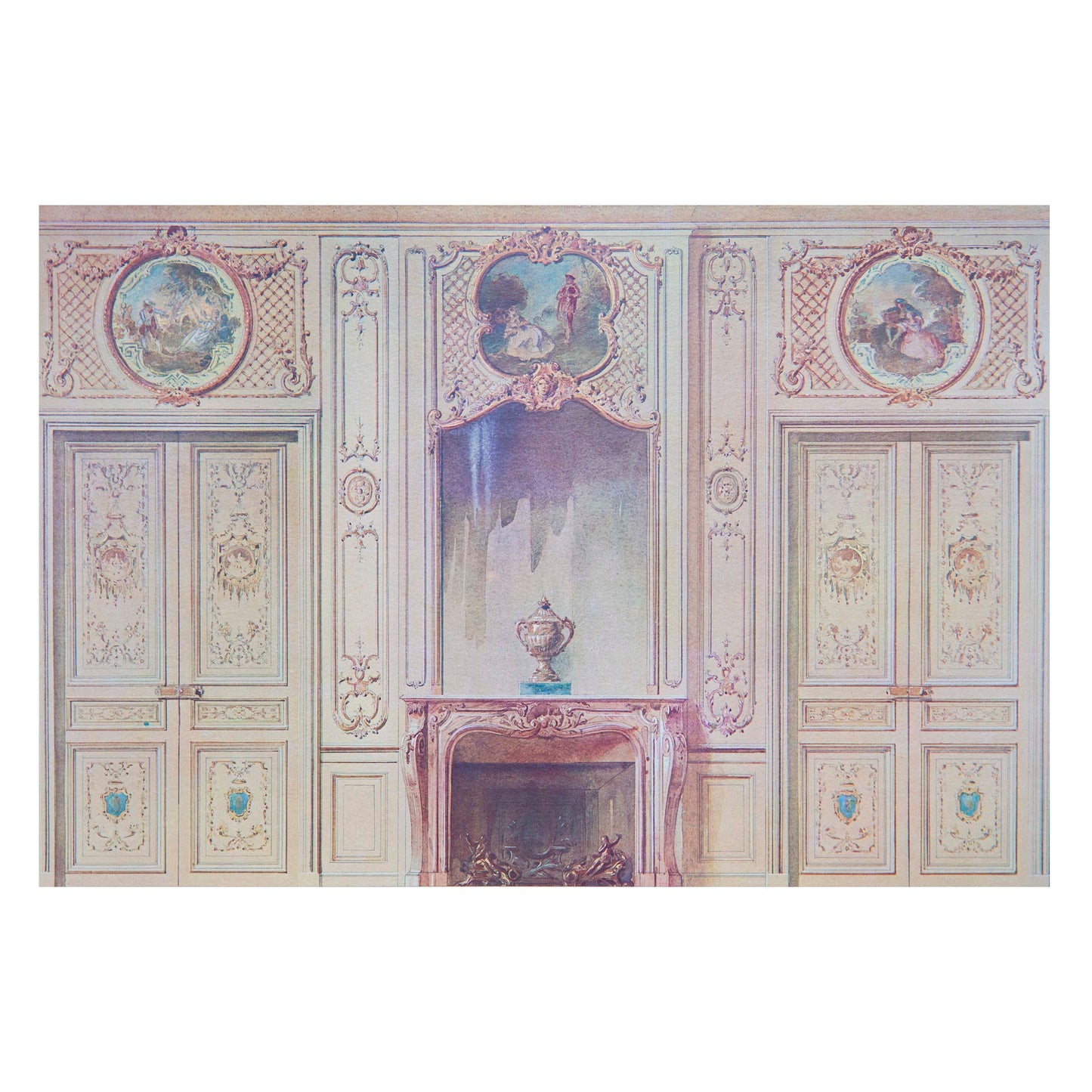 Set of Eight Antique French Interior Decor Prints