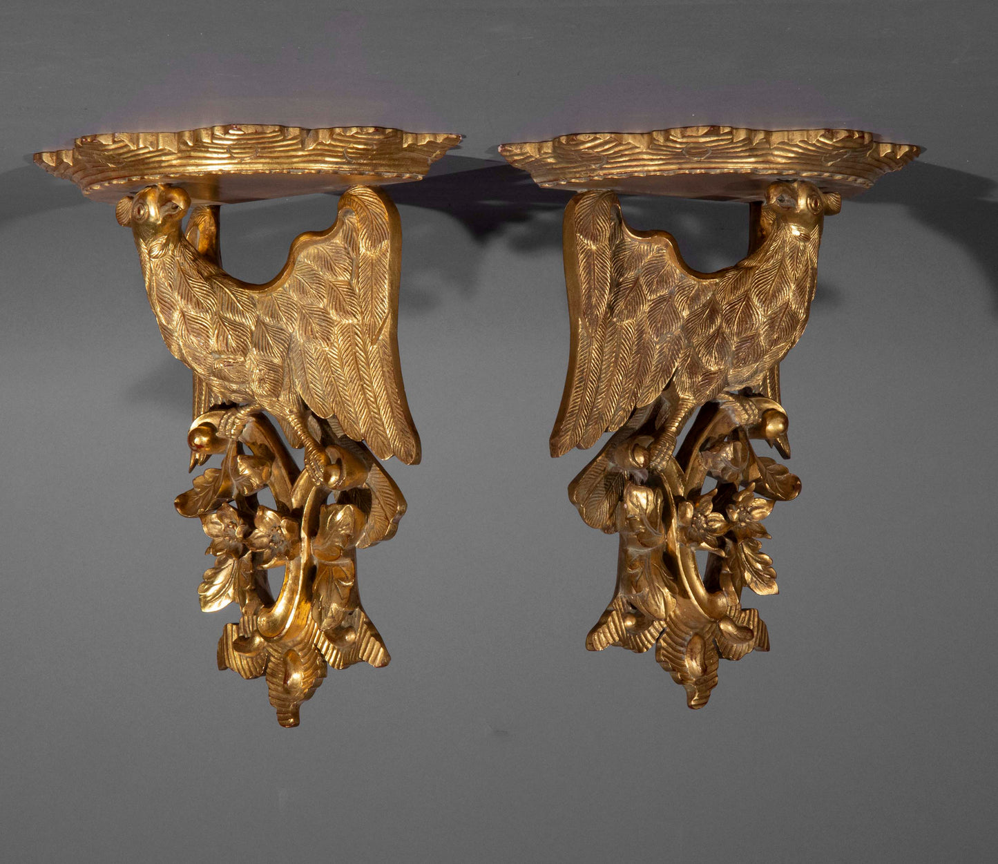 Pair of Chinoiserie Giltwood Wall Brackets