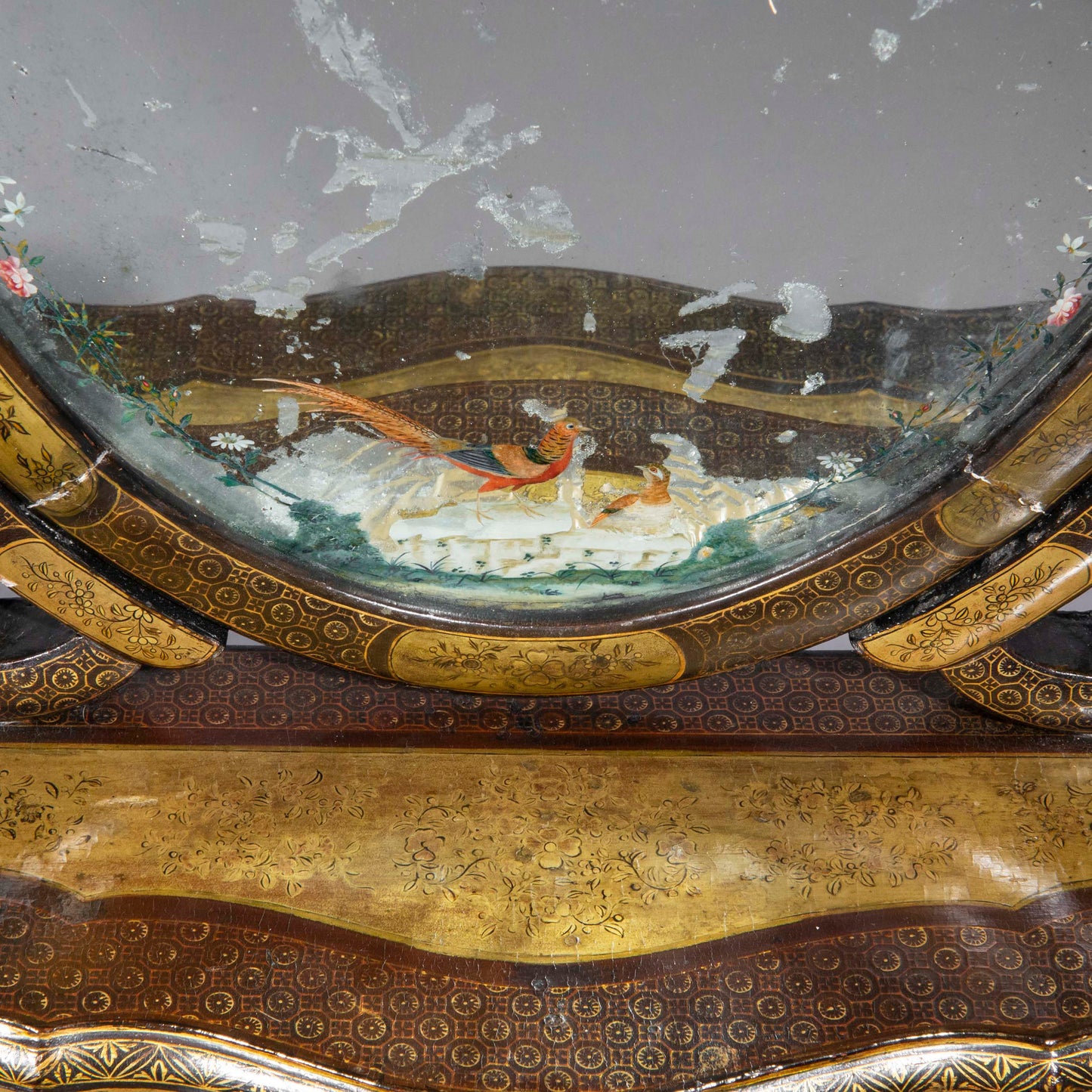 19th Century Chinese Export Lacquer Mirror