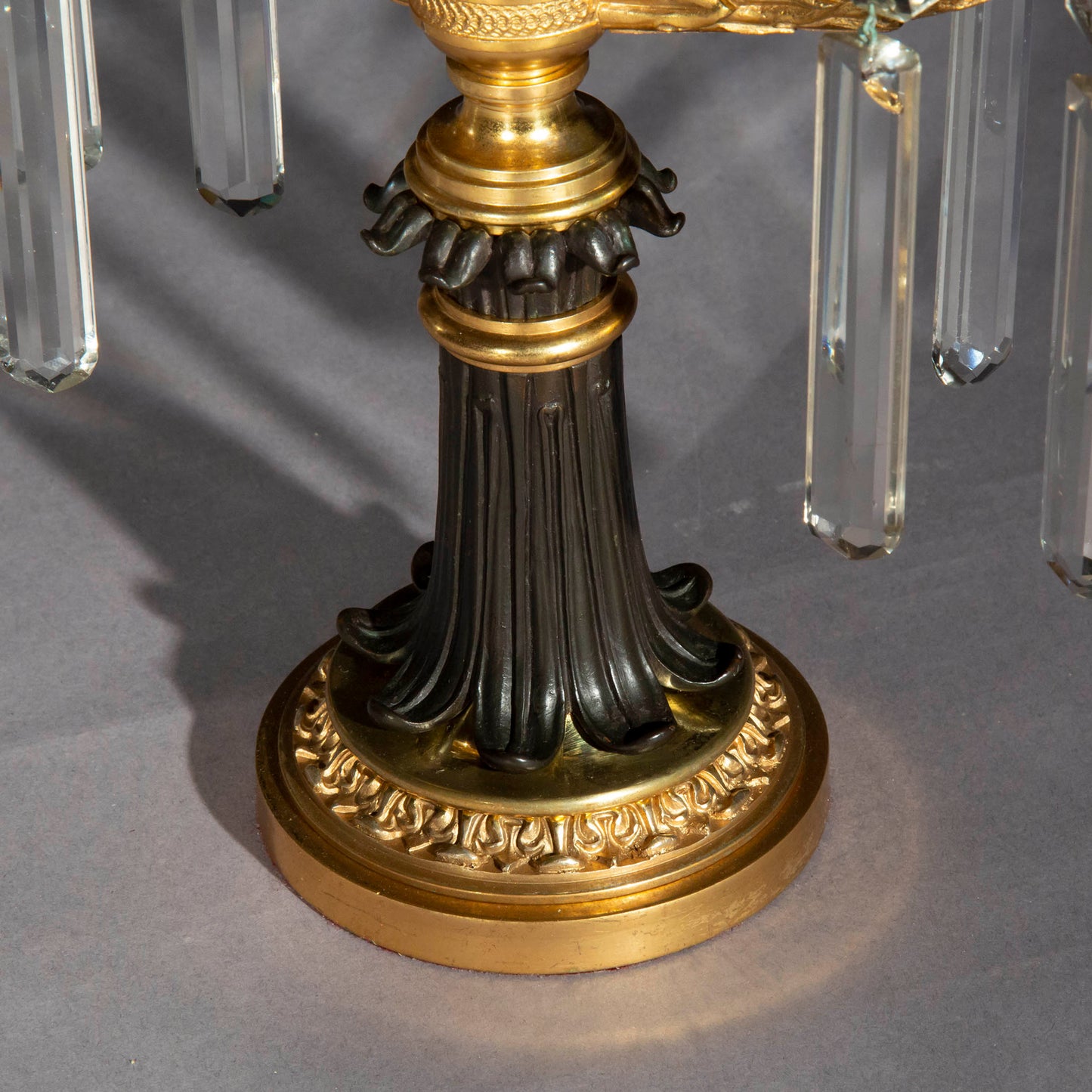 Pair of Regency Ormolu and Patinated Bronze Candelabra