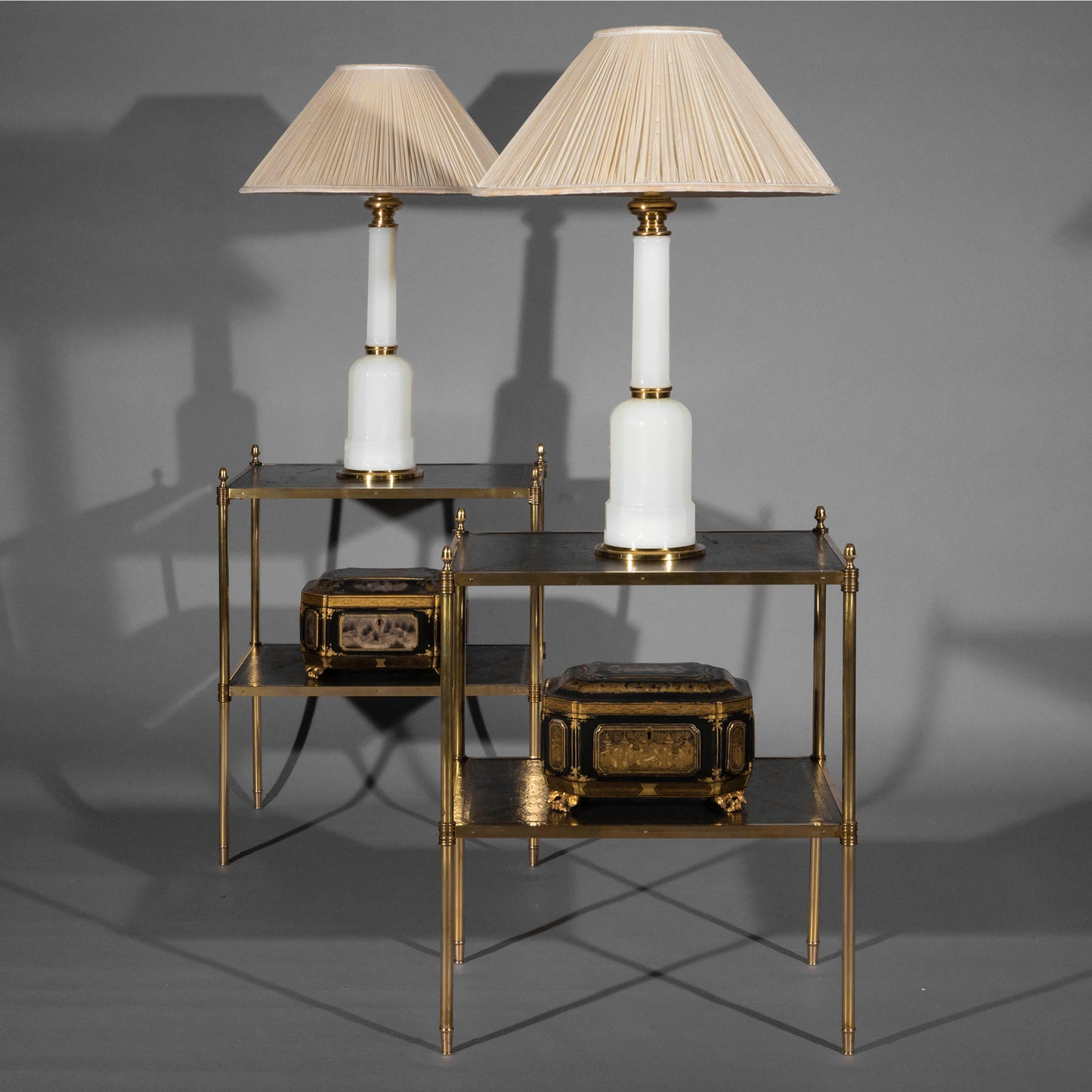 Pair of White Opaline Glass Lamps