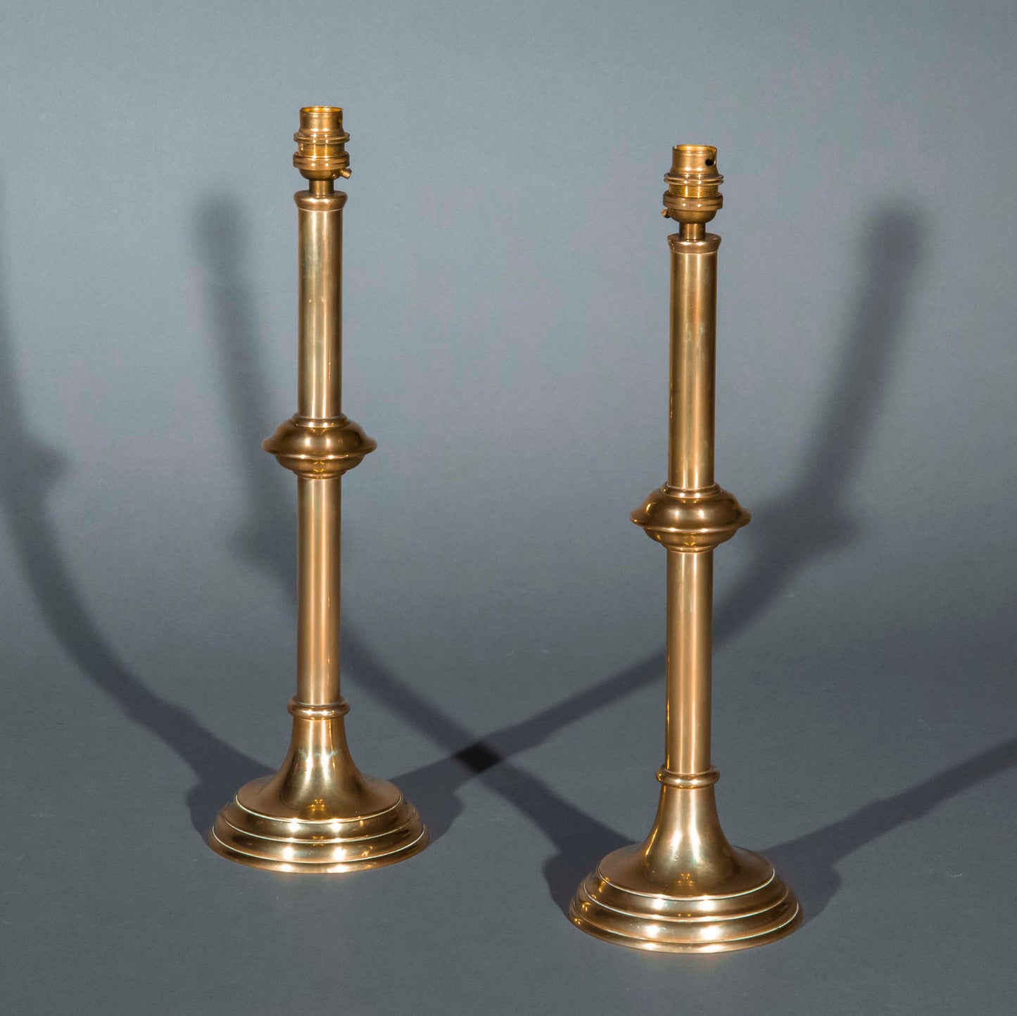 Pair of 19th Century Brass Candlestick Lamps