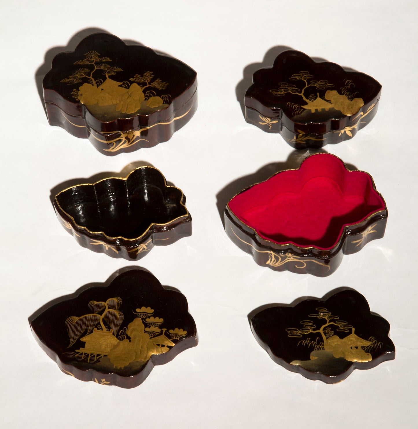 Set of Four Antique Japanese Lacquer Jewellery Boxes