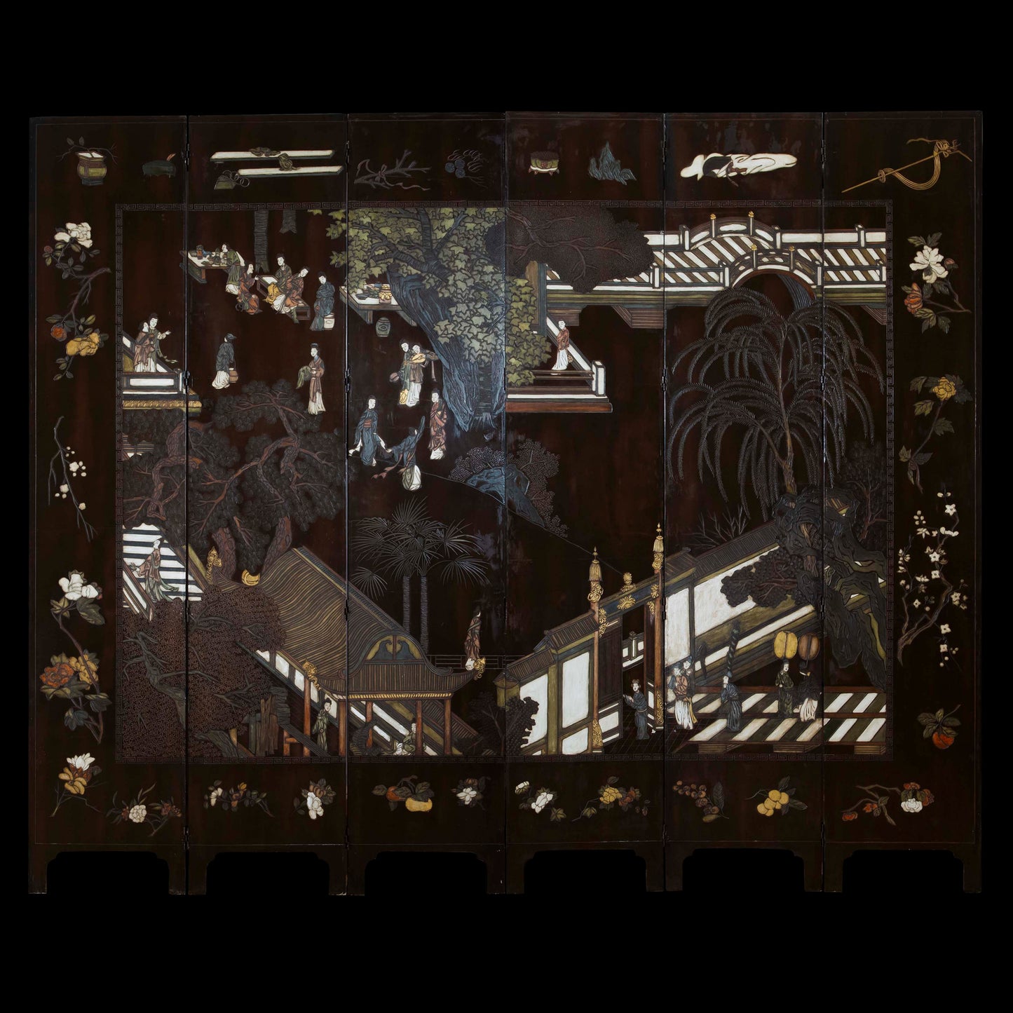 Large Chinese Export Coromandel Lacquer Screen