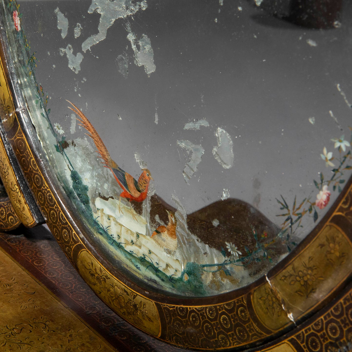 19th Century Chinese Export Lacquer Mirror