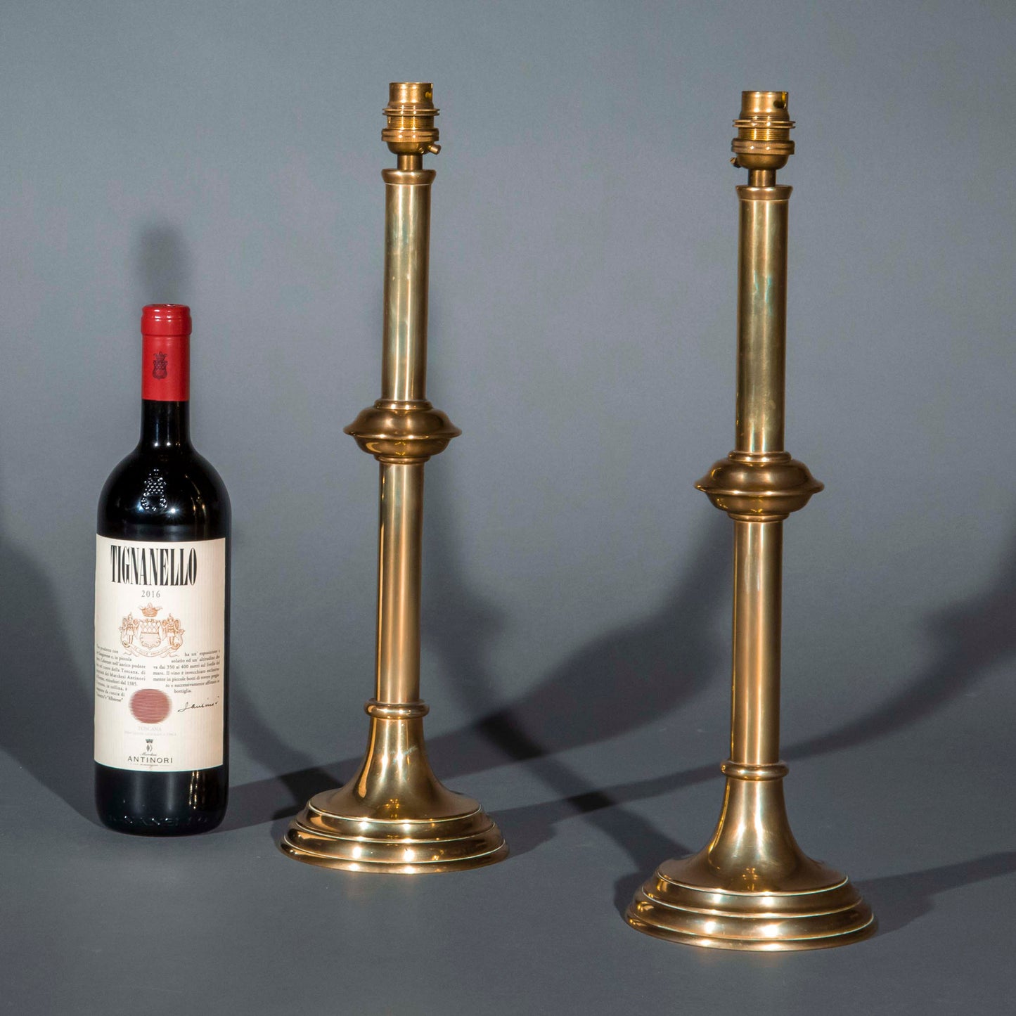 Pair of 19th Century Brass Candlestick Lamps