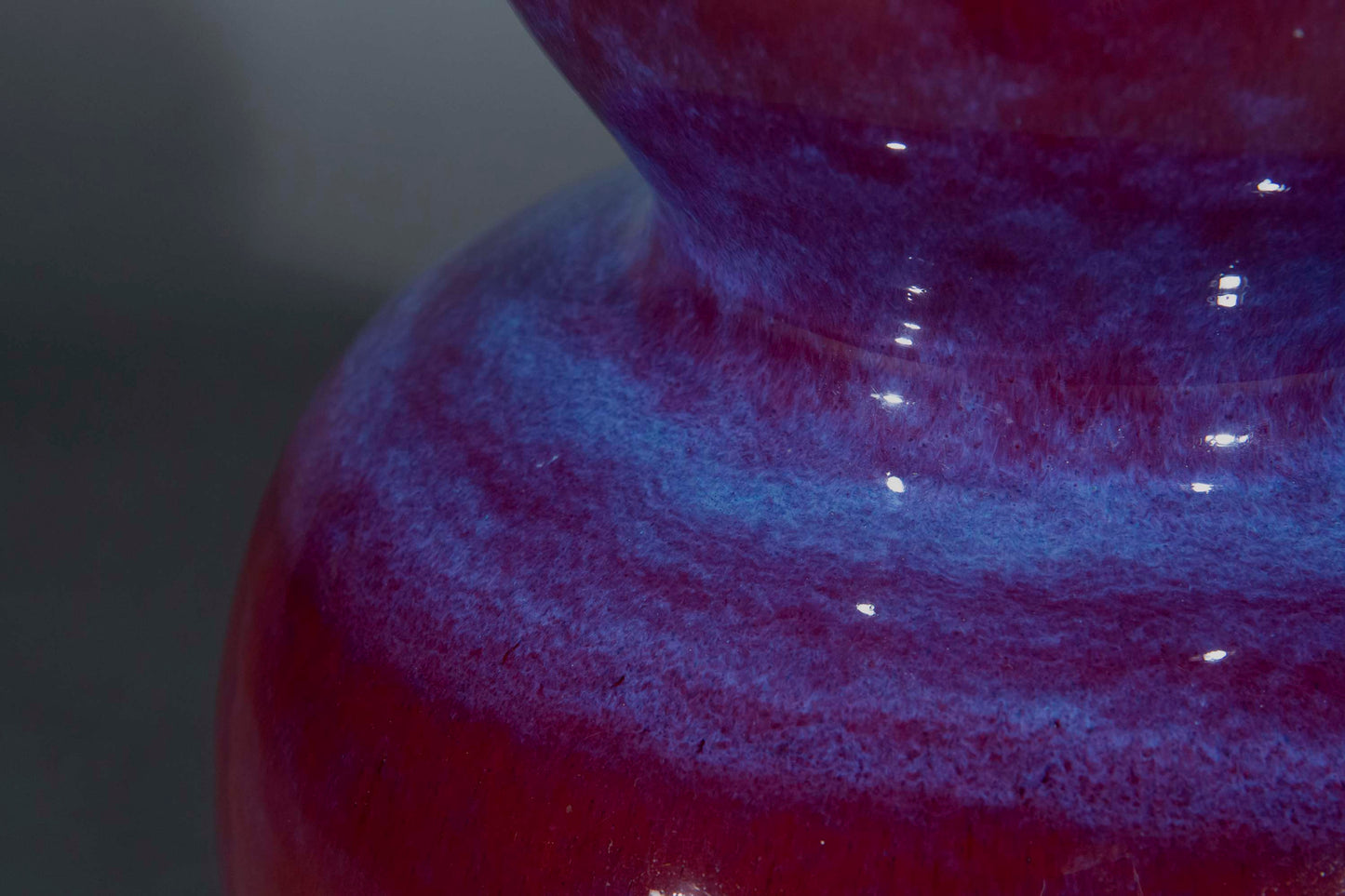 Massive Chinese Flambe Glazed Double Gourd Vase Lamp