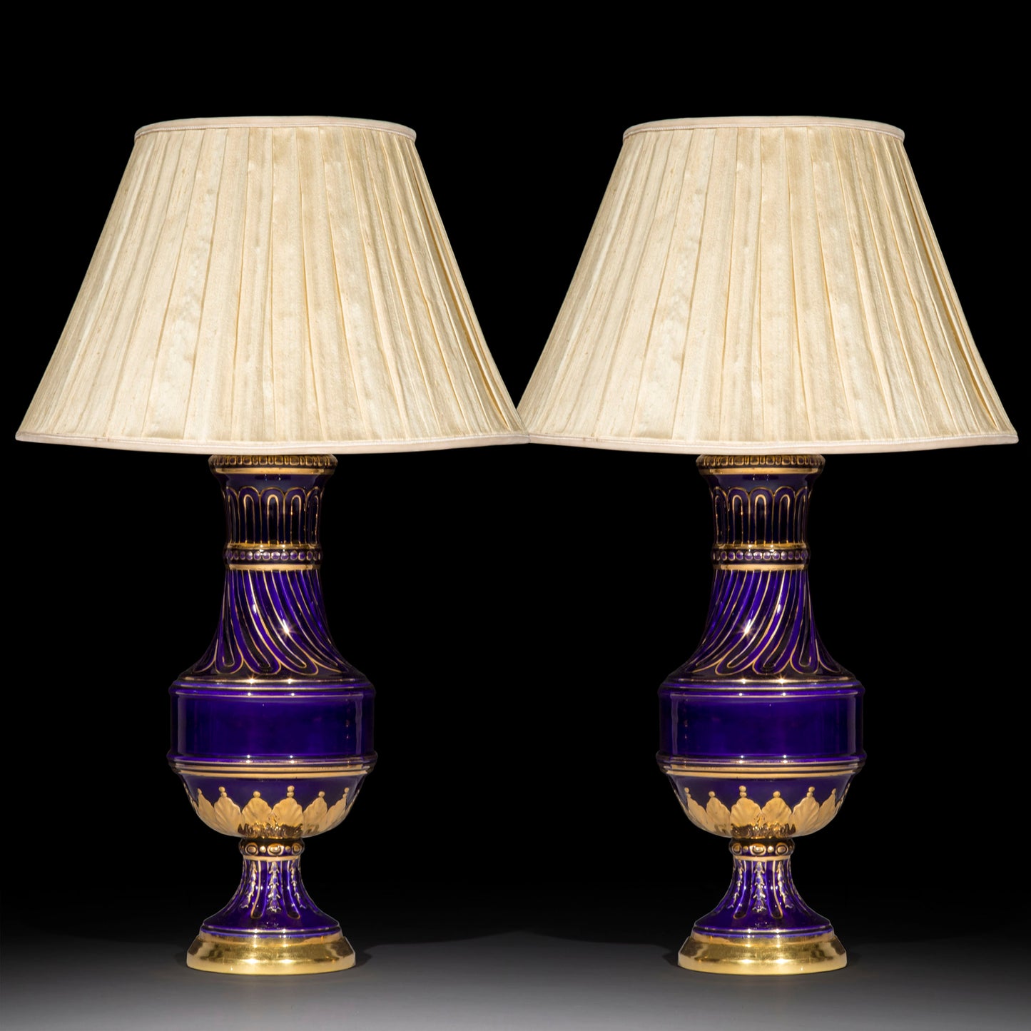 Pair of Antique French Blue Vase Lamps