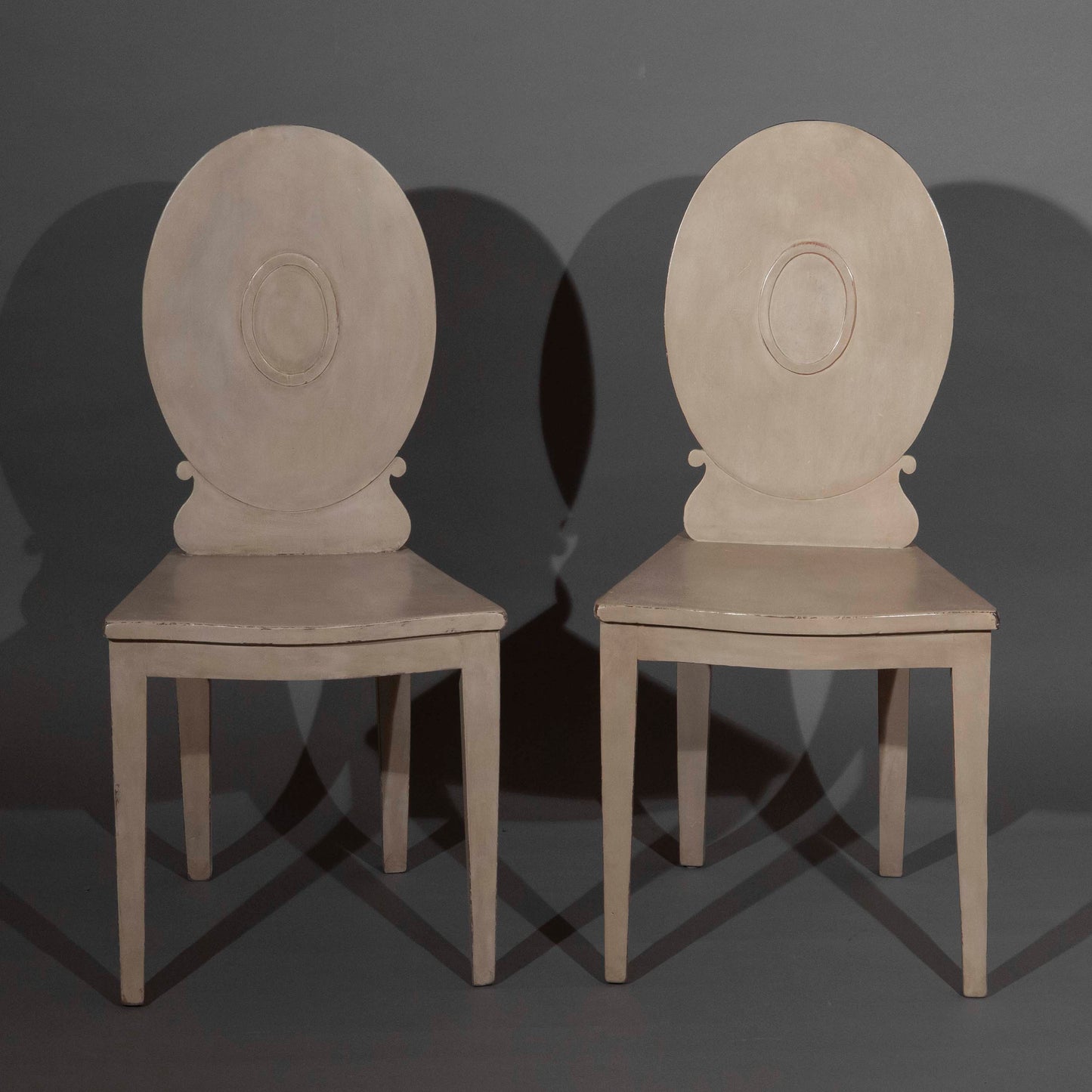 Pair of George III Painted Hall Chairs