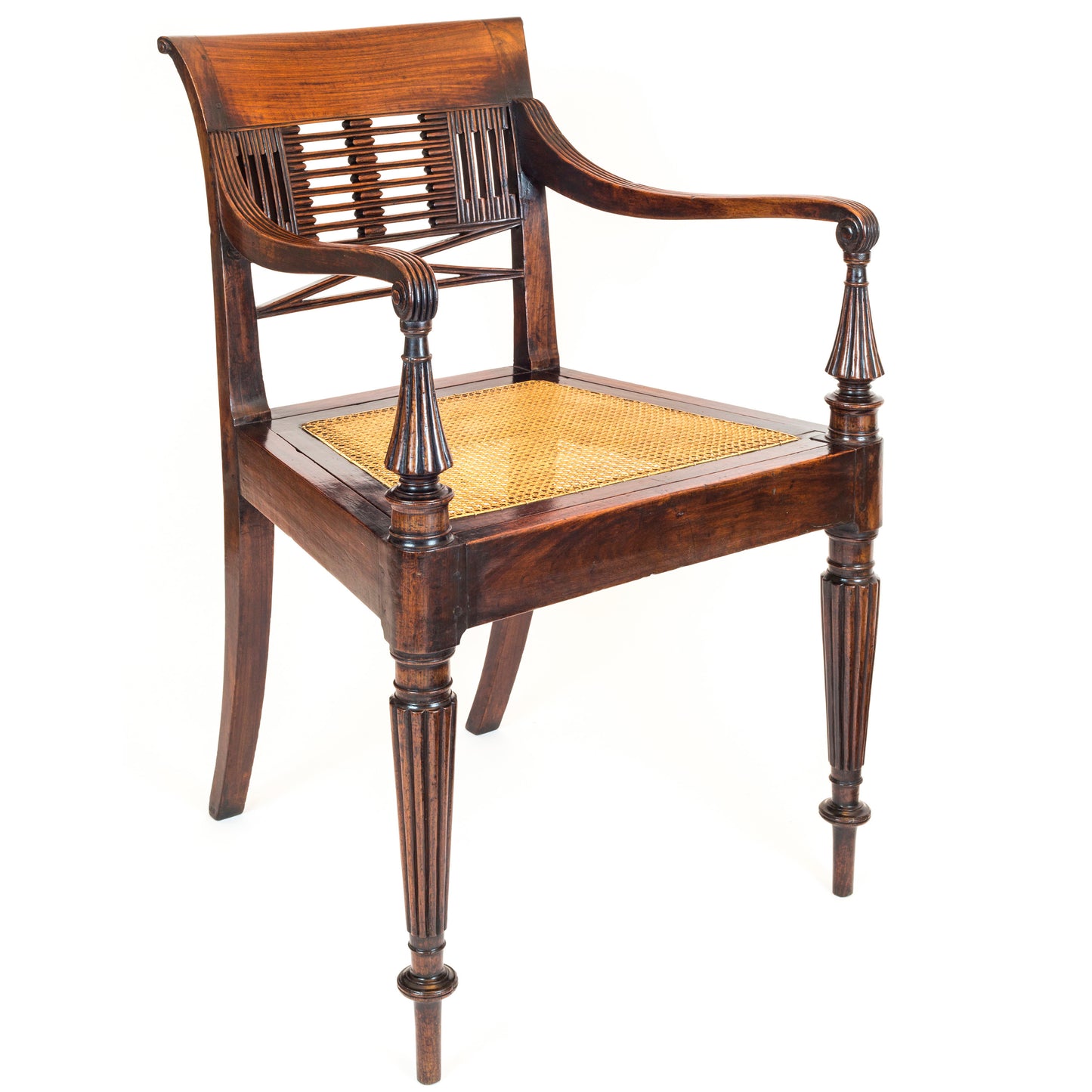 Regency Colonial Padouk Open Armchair, possibly Anglo-Chinese