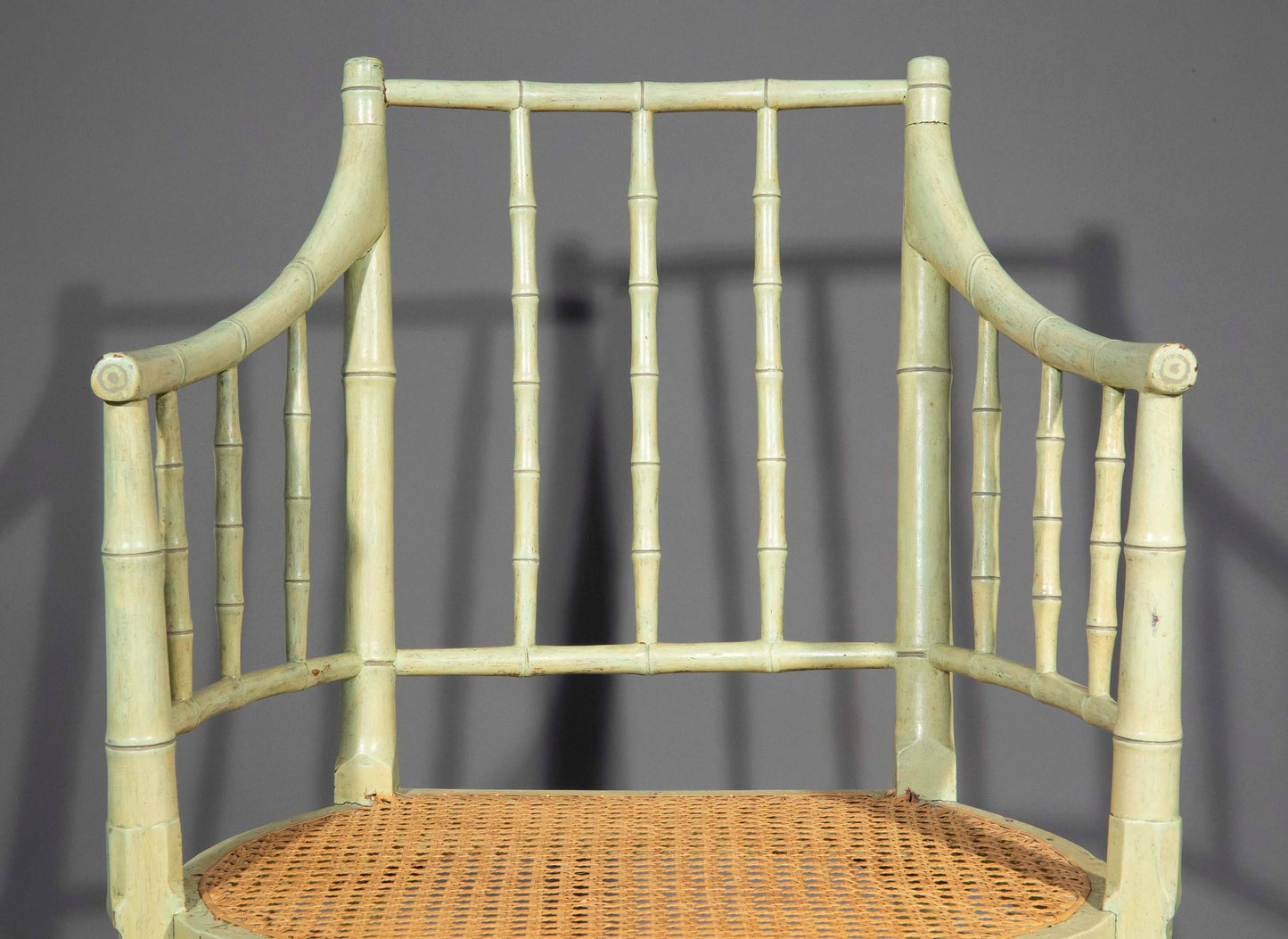 George III Painted Faux Bamboo Armchair