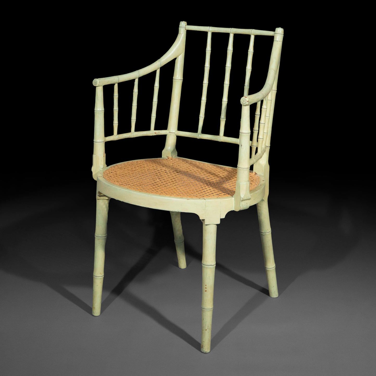 George III Painted Faux Bamboo Armchair