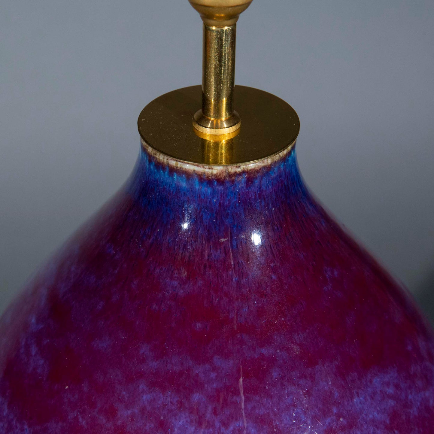 Massive Chinese Flambe Glazed Double Gourd Vase Lamp