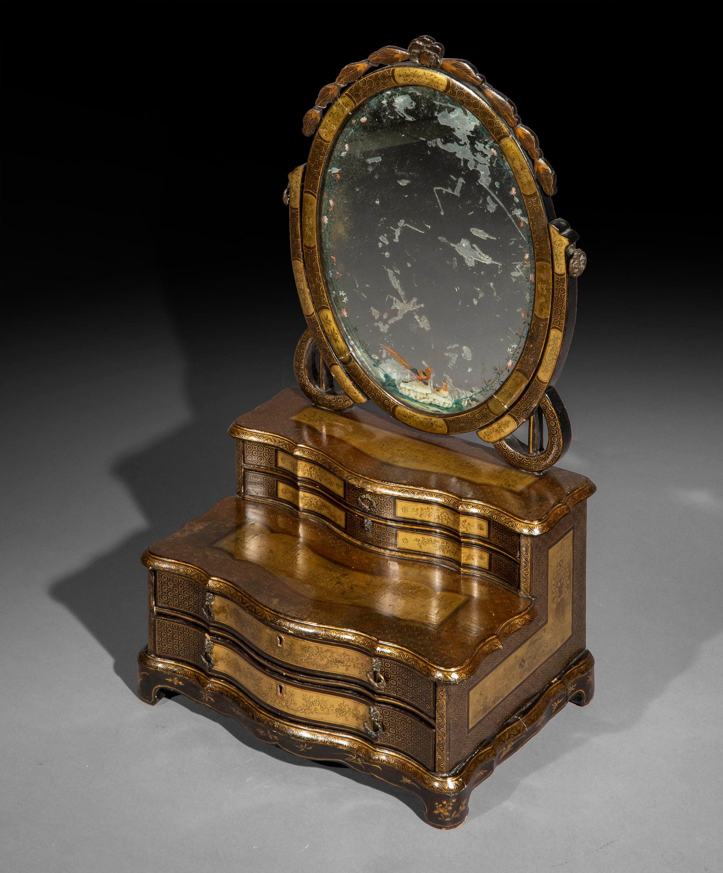 19th Century Chinese Export Lacquer Mirror