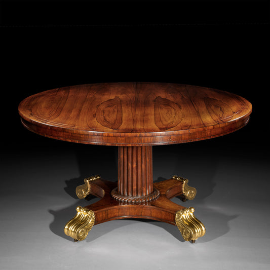 Regency Parcel Gilt and Brass Inlaid Dining Table