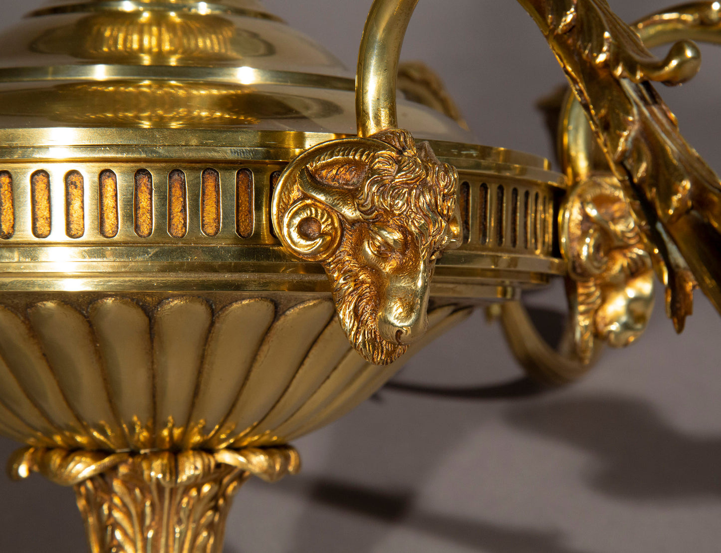 Pair of Robert Adam Style Bronze Chandeliers