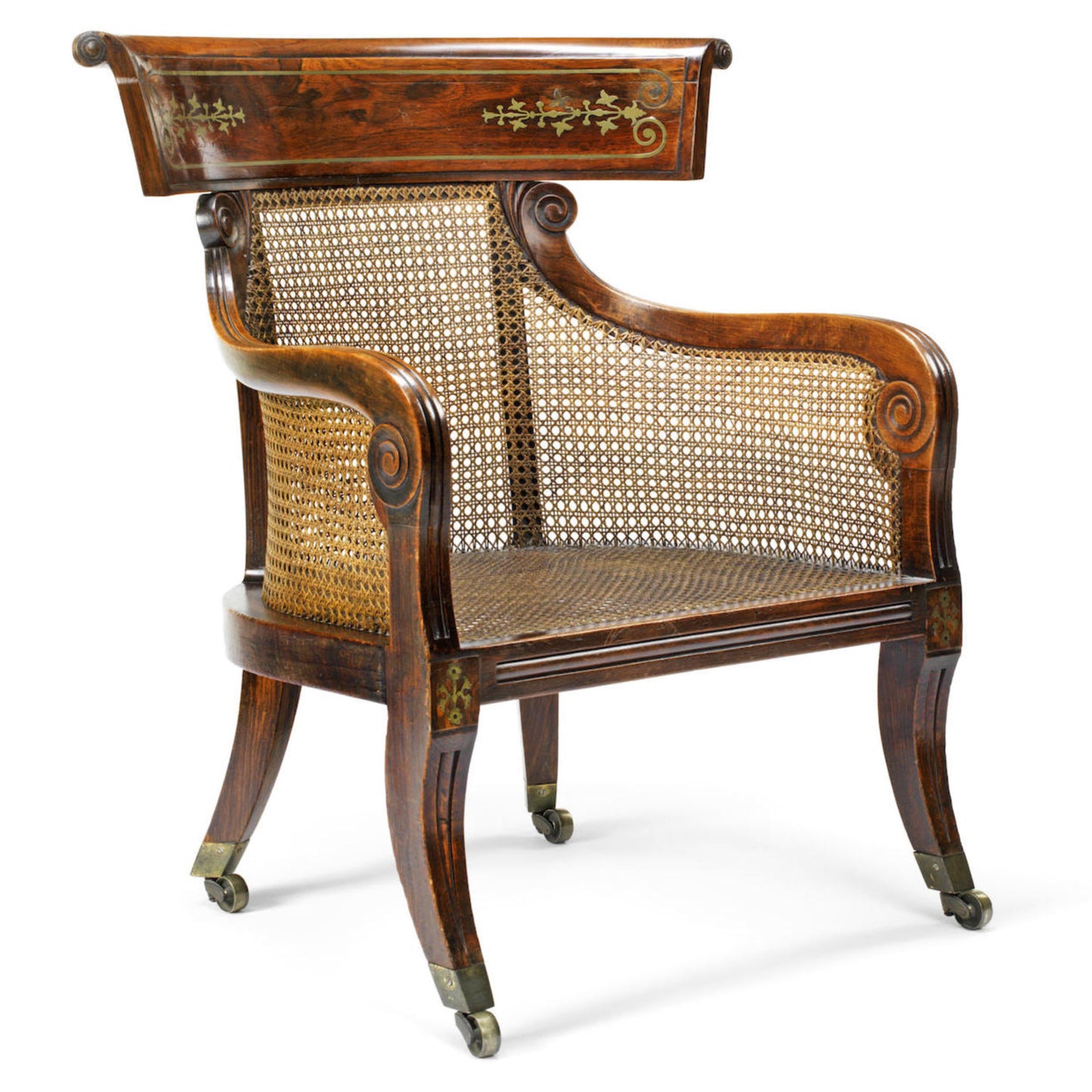 Fine Regency Simulated Rosewood Bergere Armchair