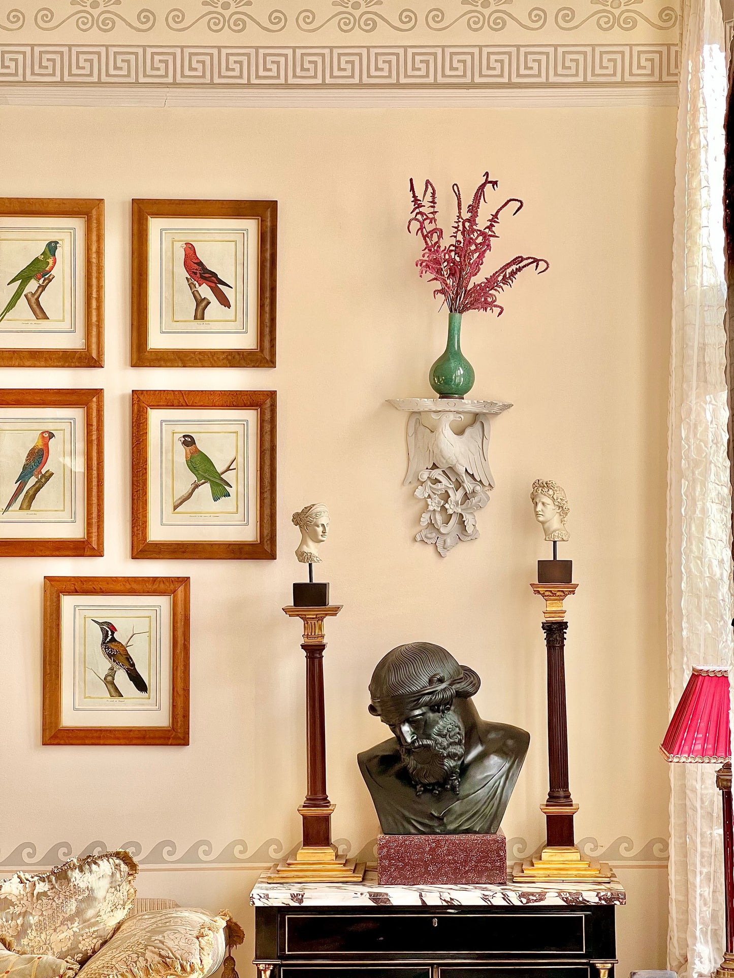 Pair of Chinoiserie Grey Painted Wall Brackets