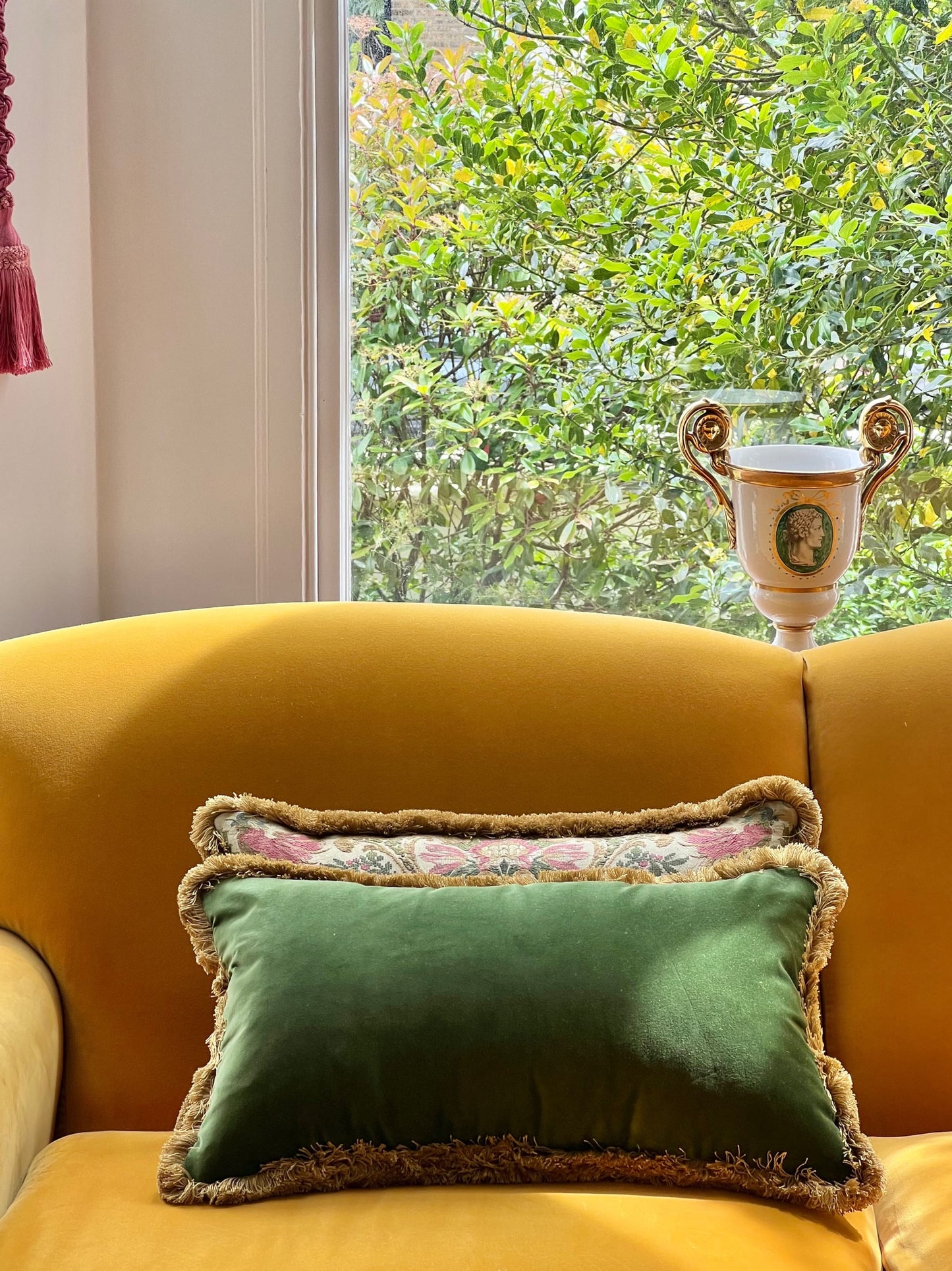 Pair of Antique Silk Brocade Cushions