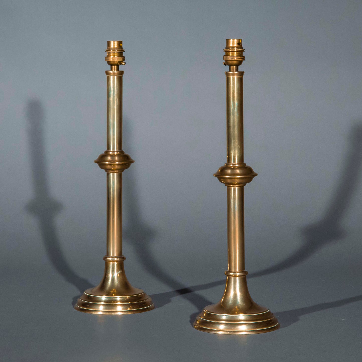 Pair of 19th Century Brass Candlestick Lamps