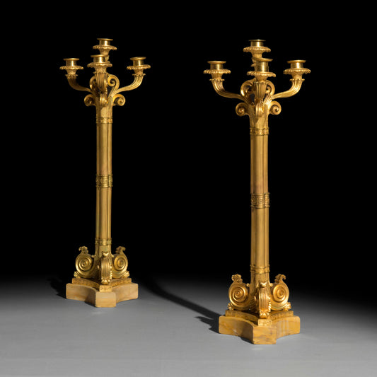 Fine Pair of Louis Philippe Ormolu Candelabra, Attributed to Thomire