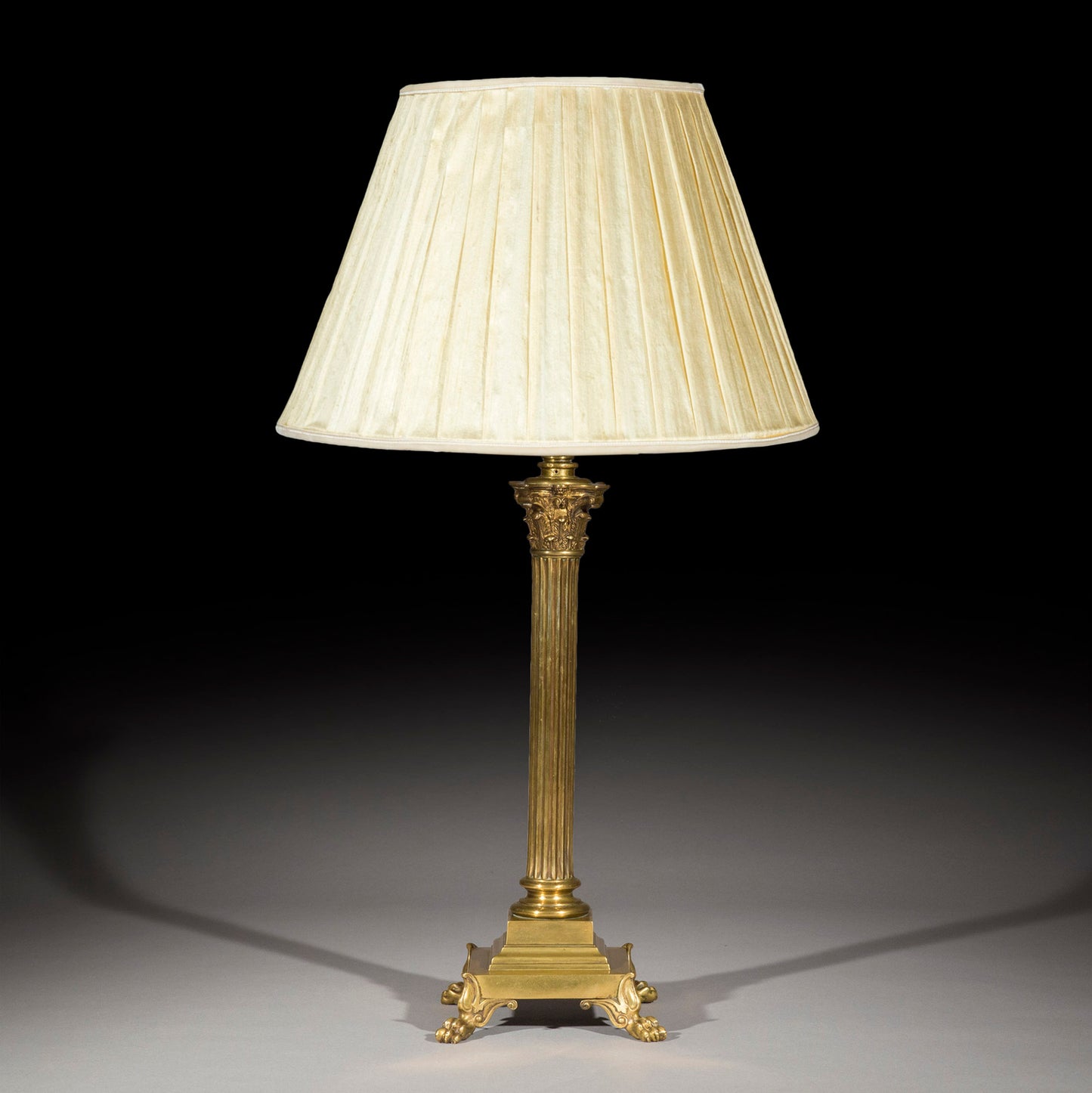 Large Antique Corinthian Column Table Lamp