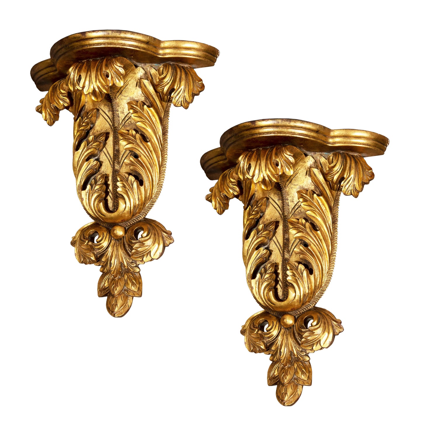 Large Pair of Giltwood Acanthus Wall Brackets